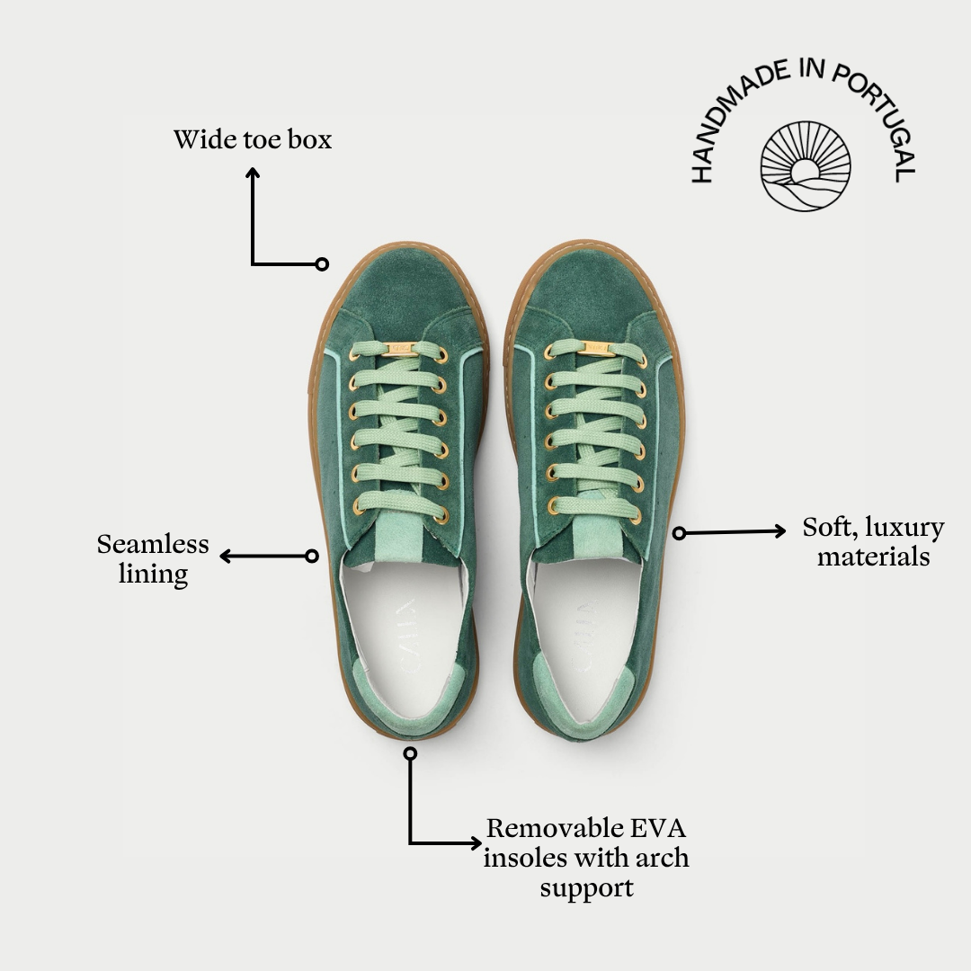 Star - Teal Suede Wide Fit Trainers