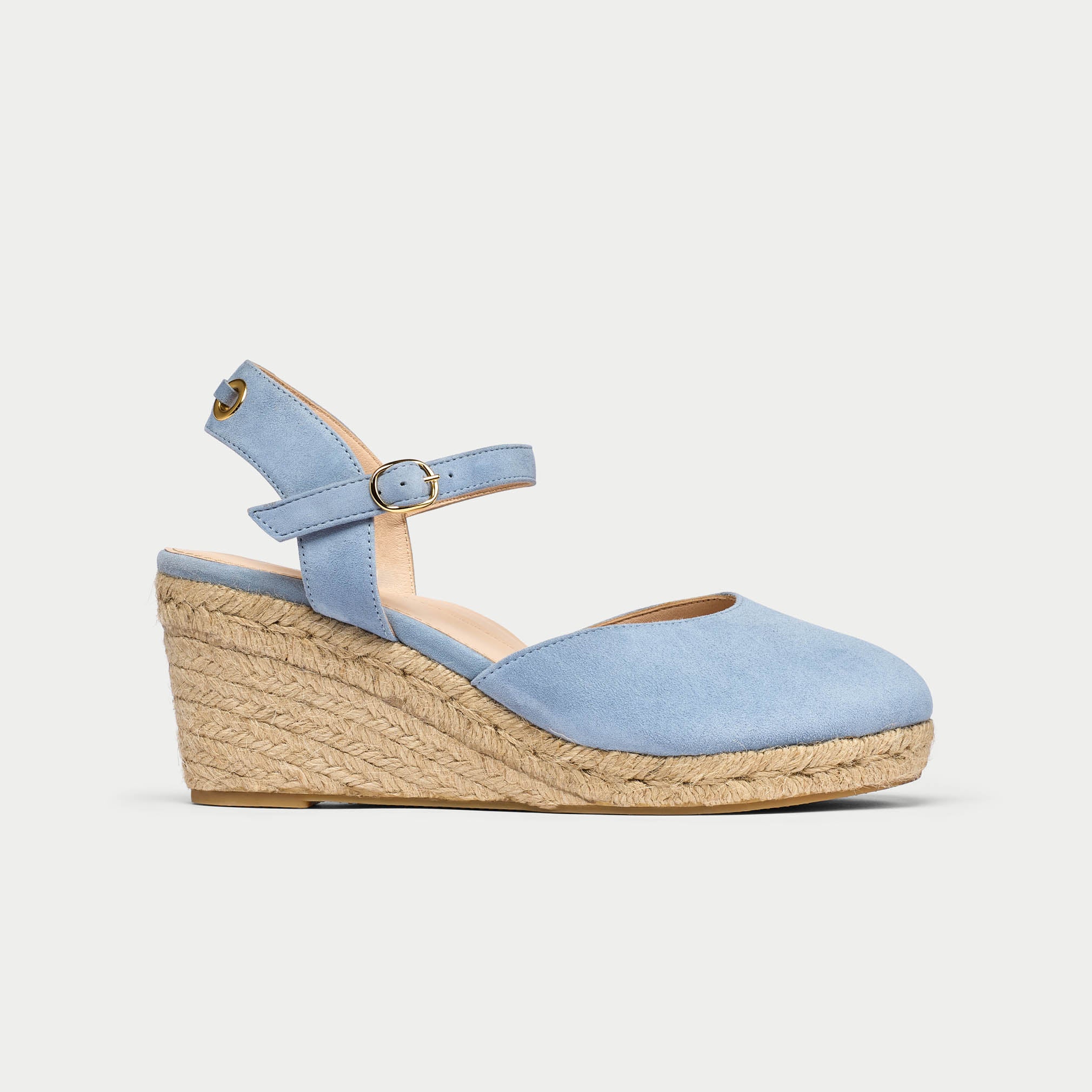 Calla Betsy Denim blue suede espadrille wedge sandal