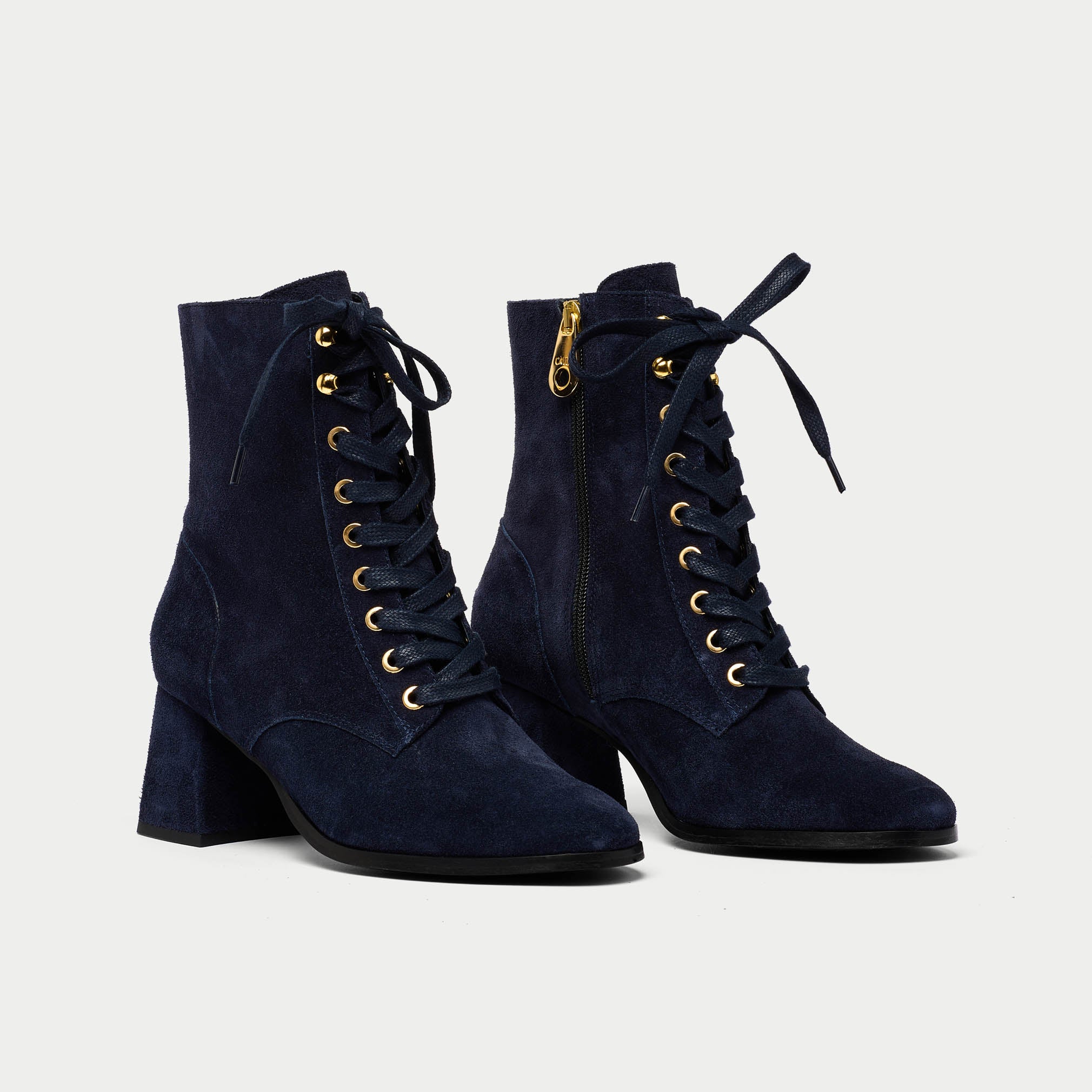 Cleo navy suede boots pair