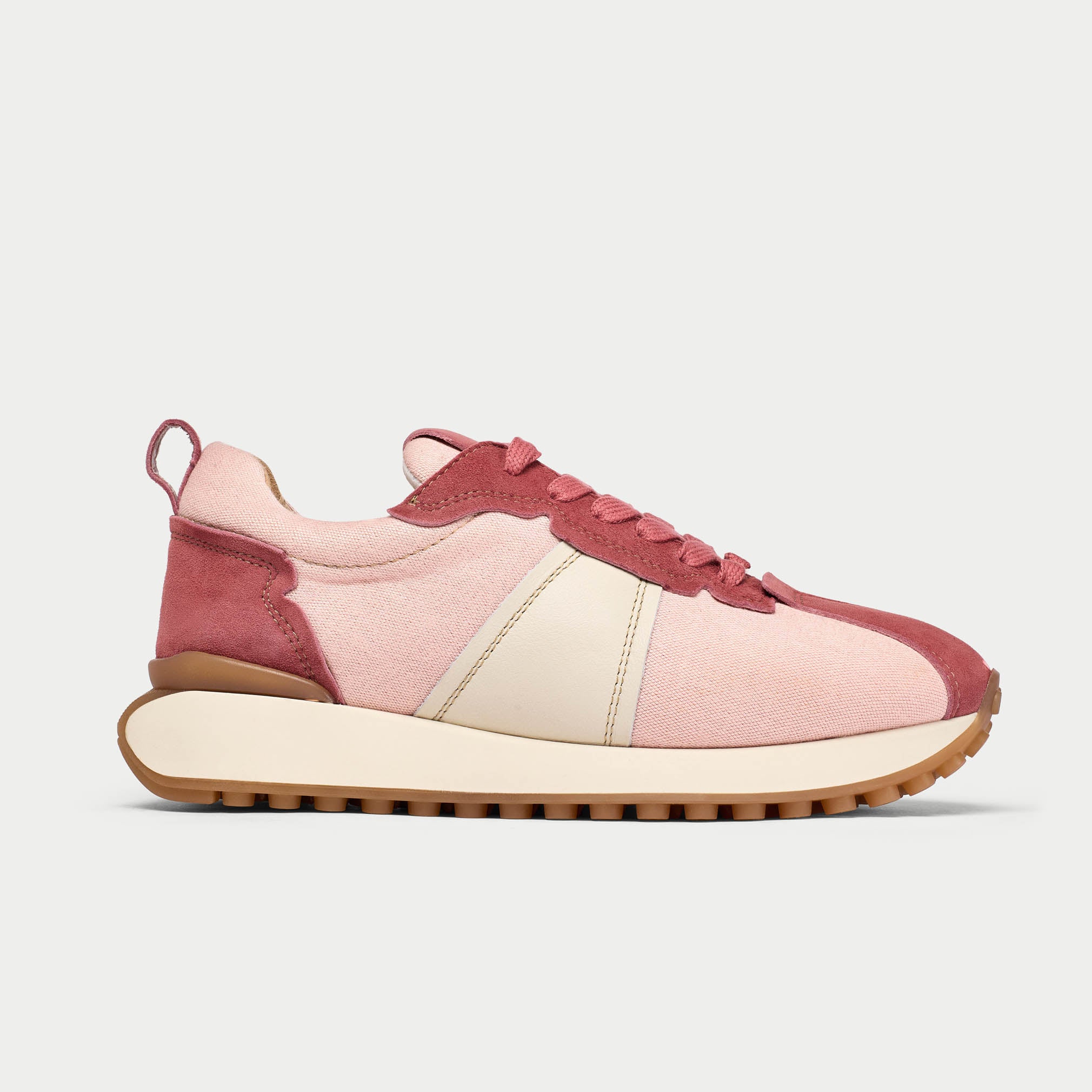 cosmos pink trainers for bunions side view on white background