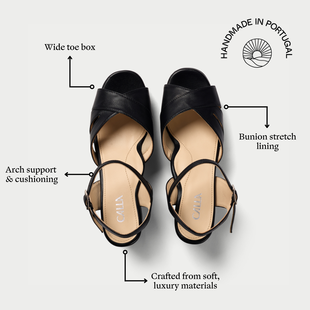 Gracie black heel sandals features
