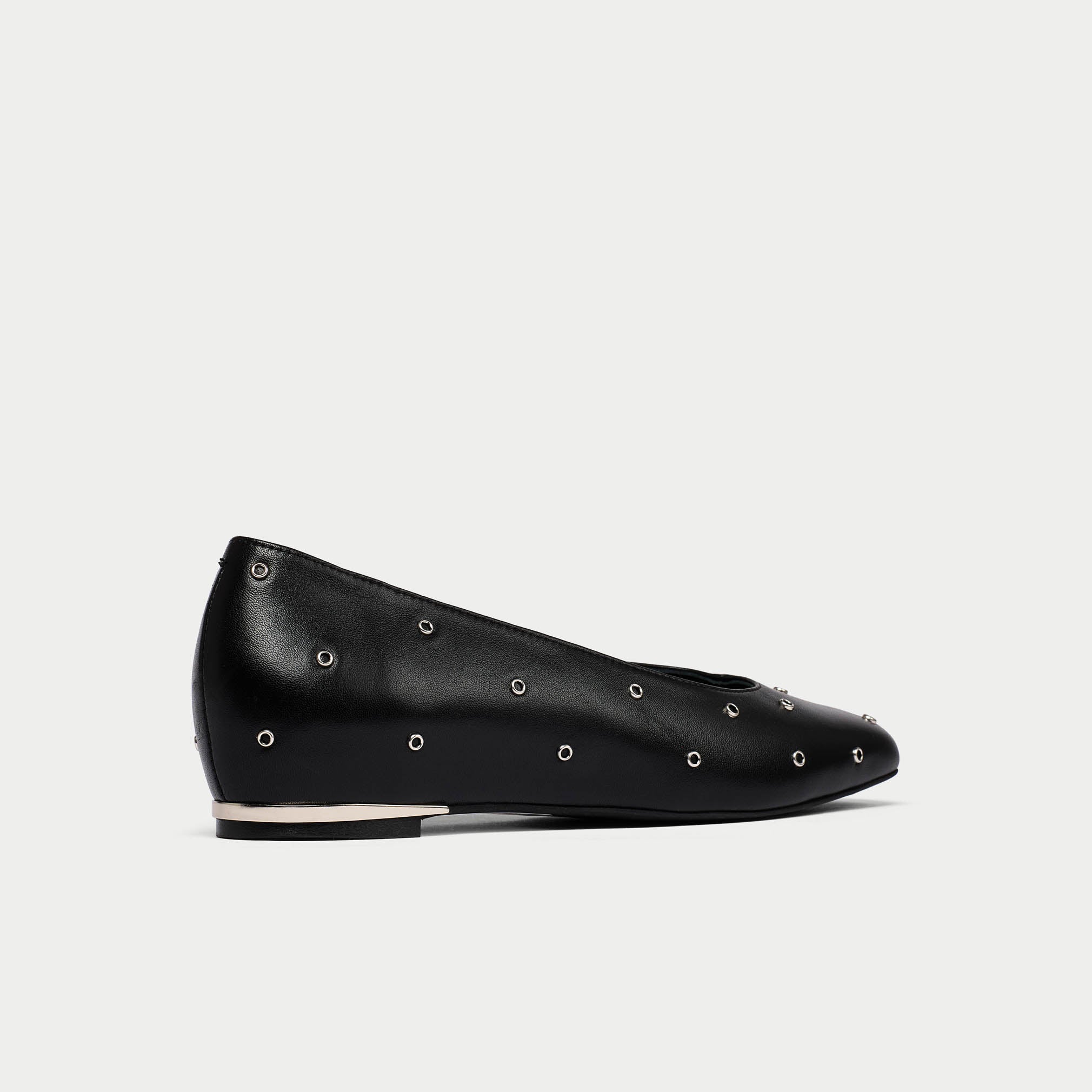 Lucina bleack leather studded flats side view