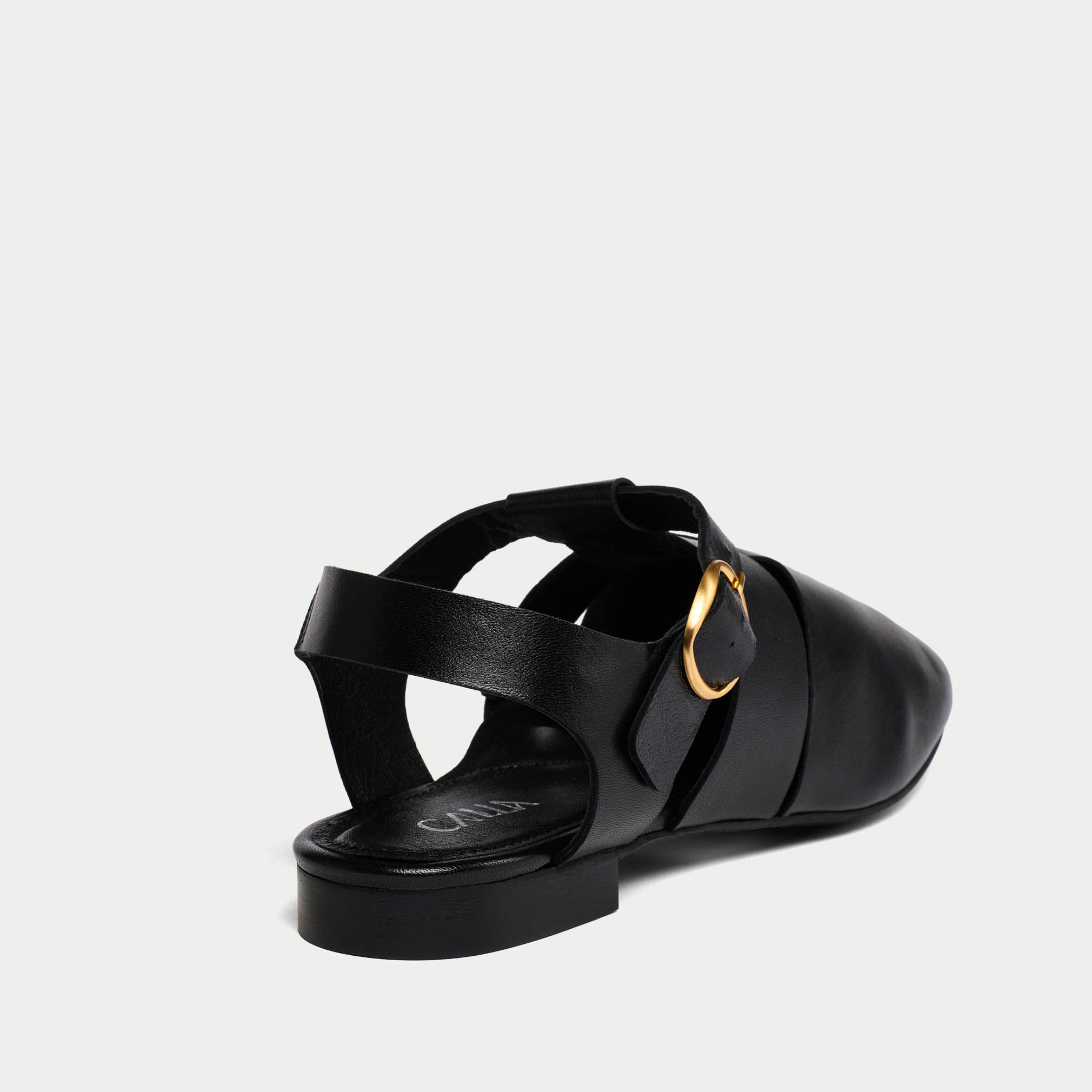 minnie black sandals heel view