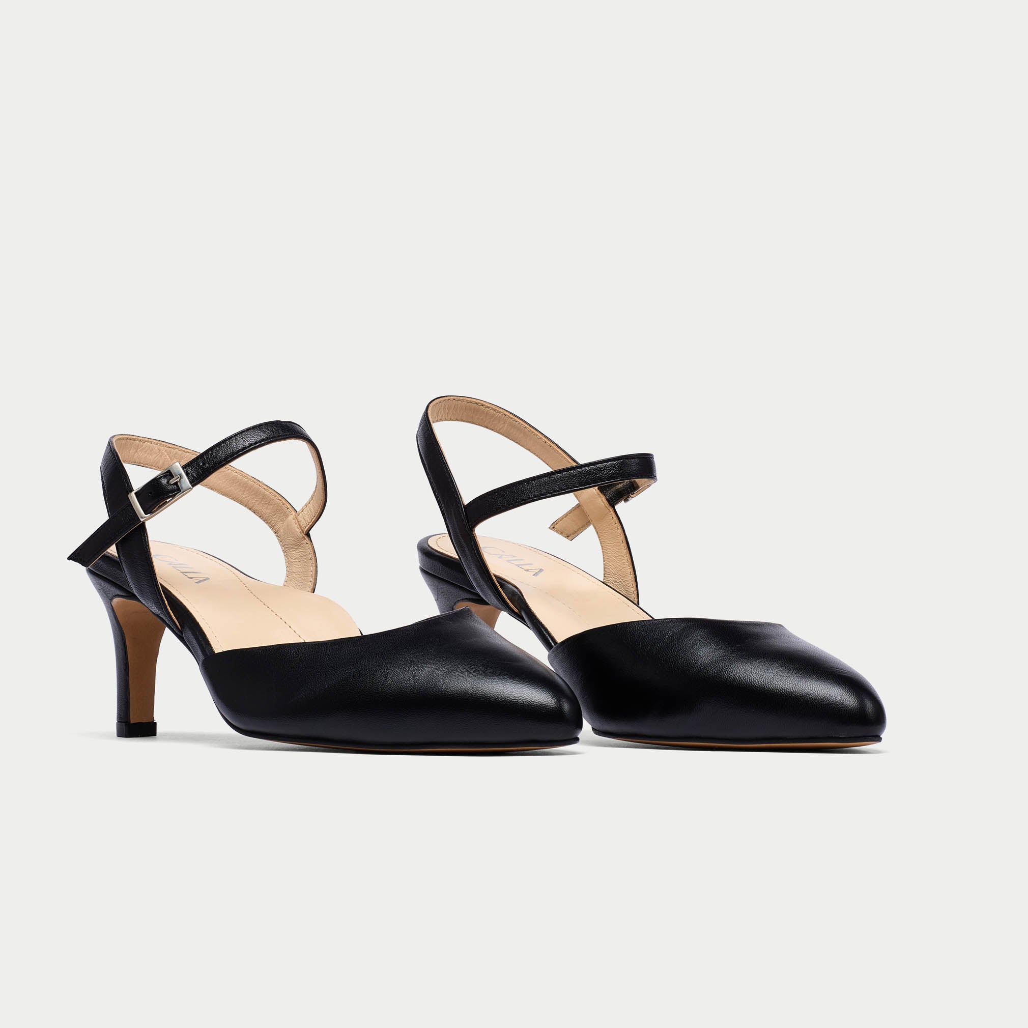 Patricia - Black Leather Heels