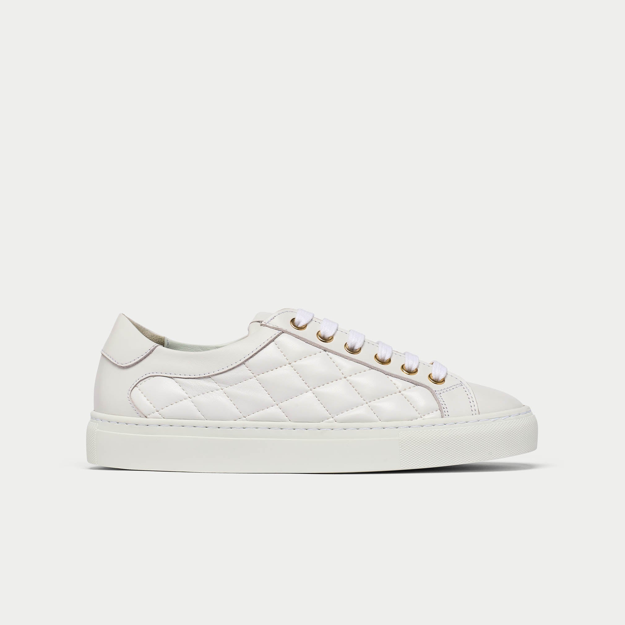Calla Star White Quilted wide-fit flat trainer - Main Image