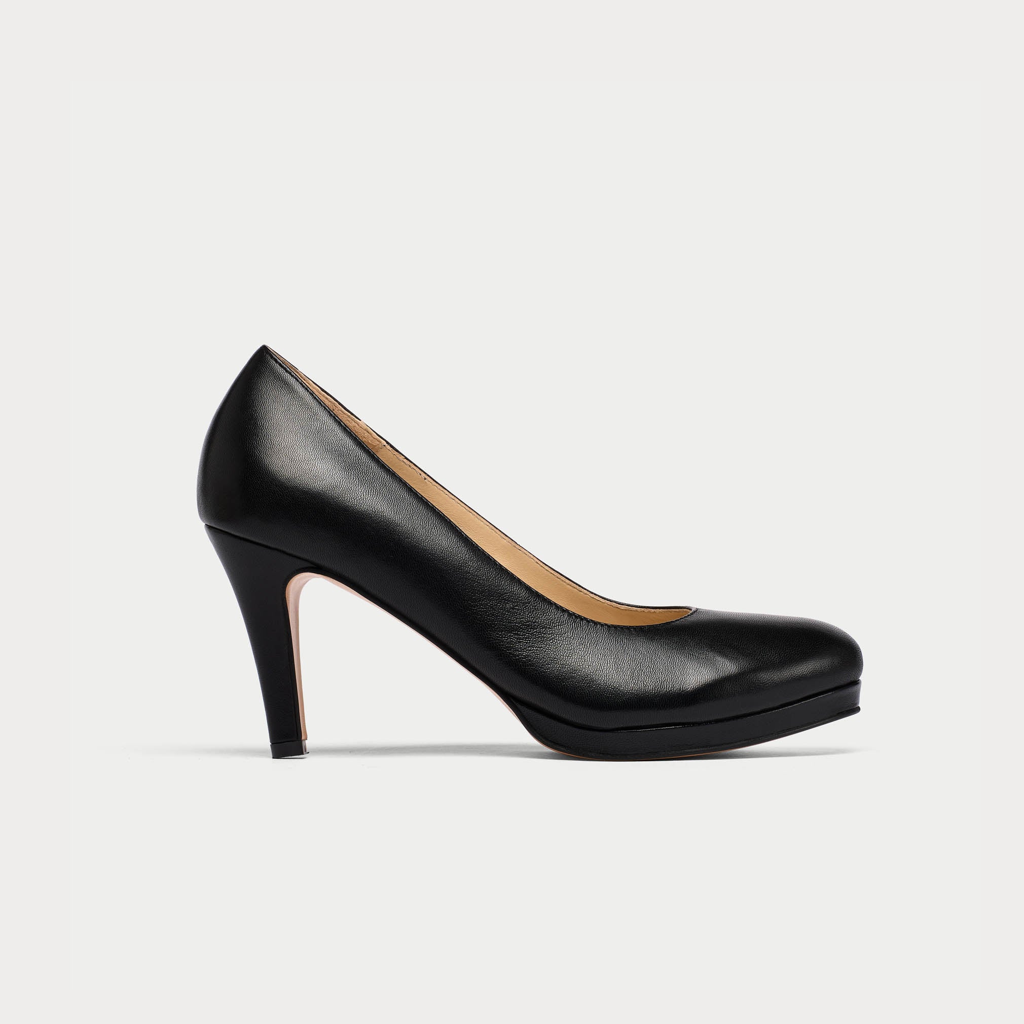 Calla Shoes Sophia Classic black leather heeled court shoes