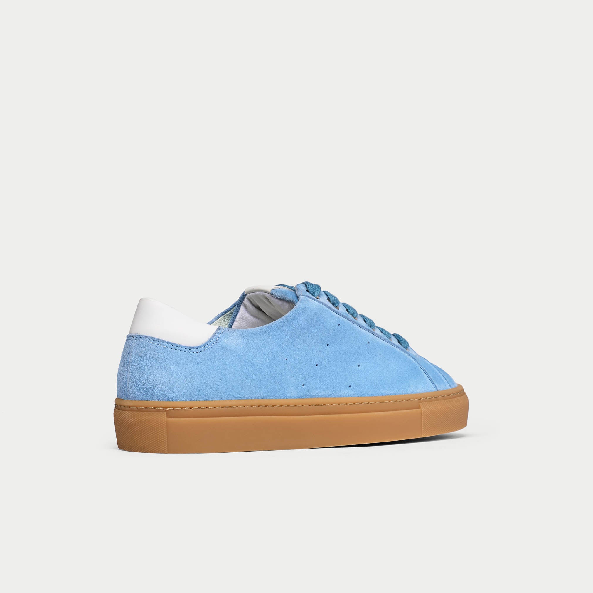 blue suede sneaker side/back view
