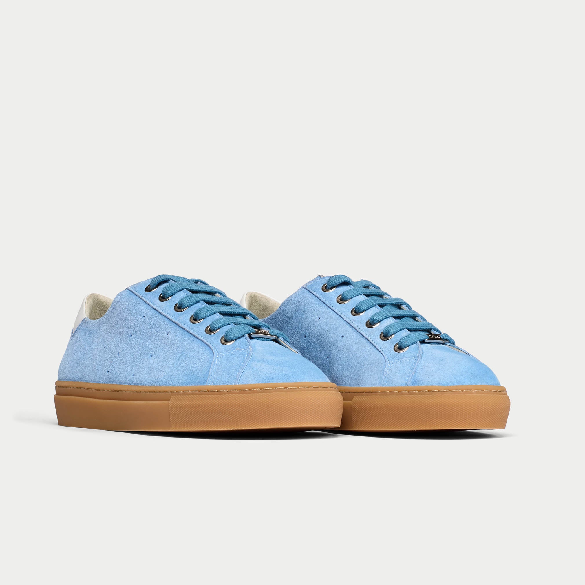 blue suede sneaker pair