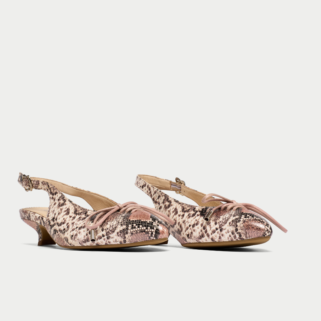 Trudie rose snake slingback pair
