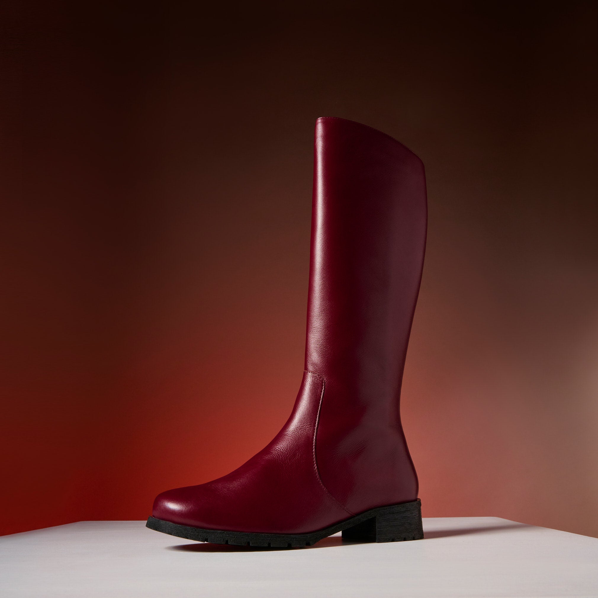Bella - Cherry Leather Boots