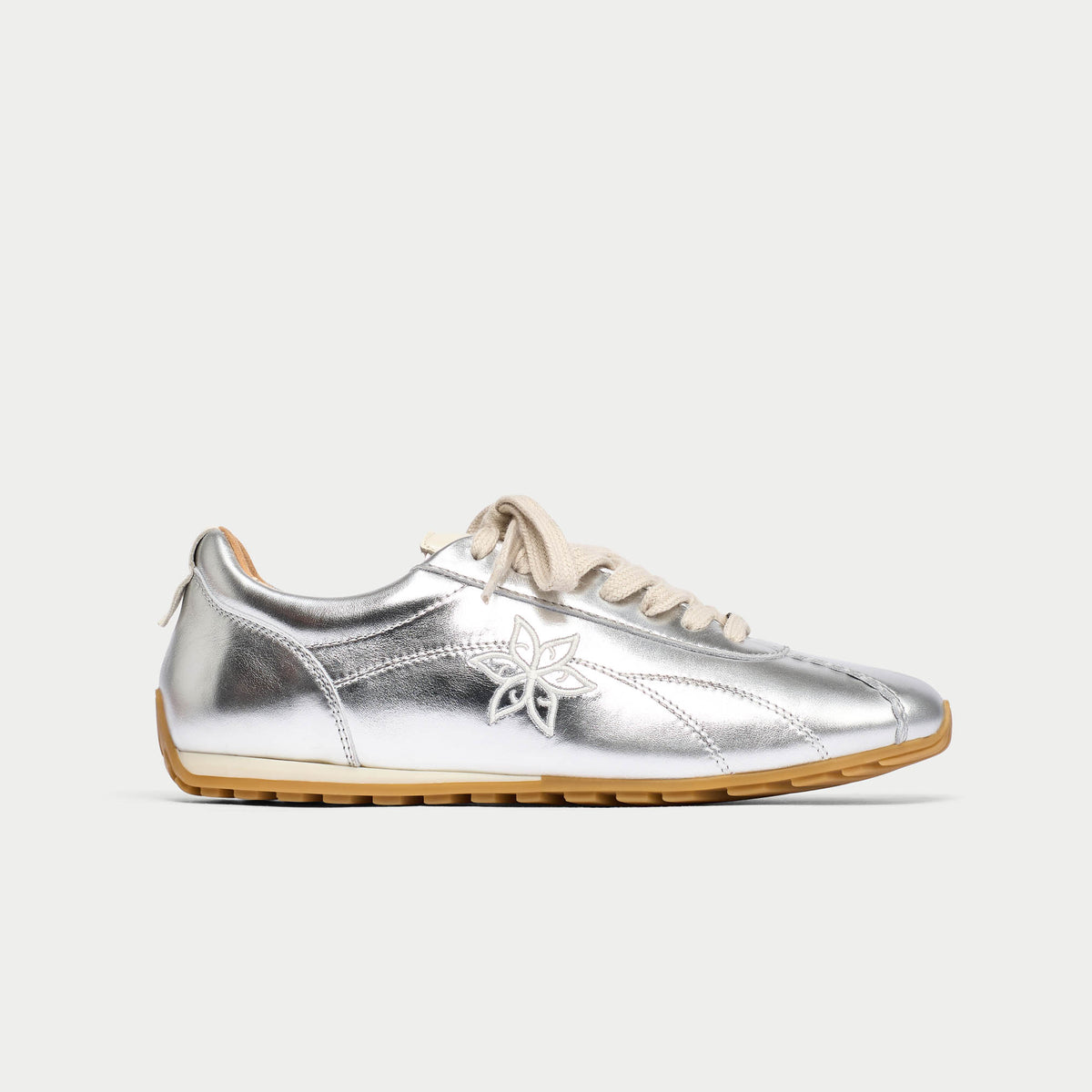 Aurora - Silver Leather Wide Fit Trainers