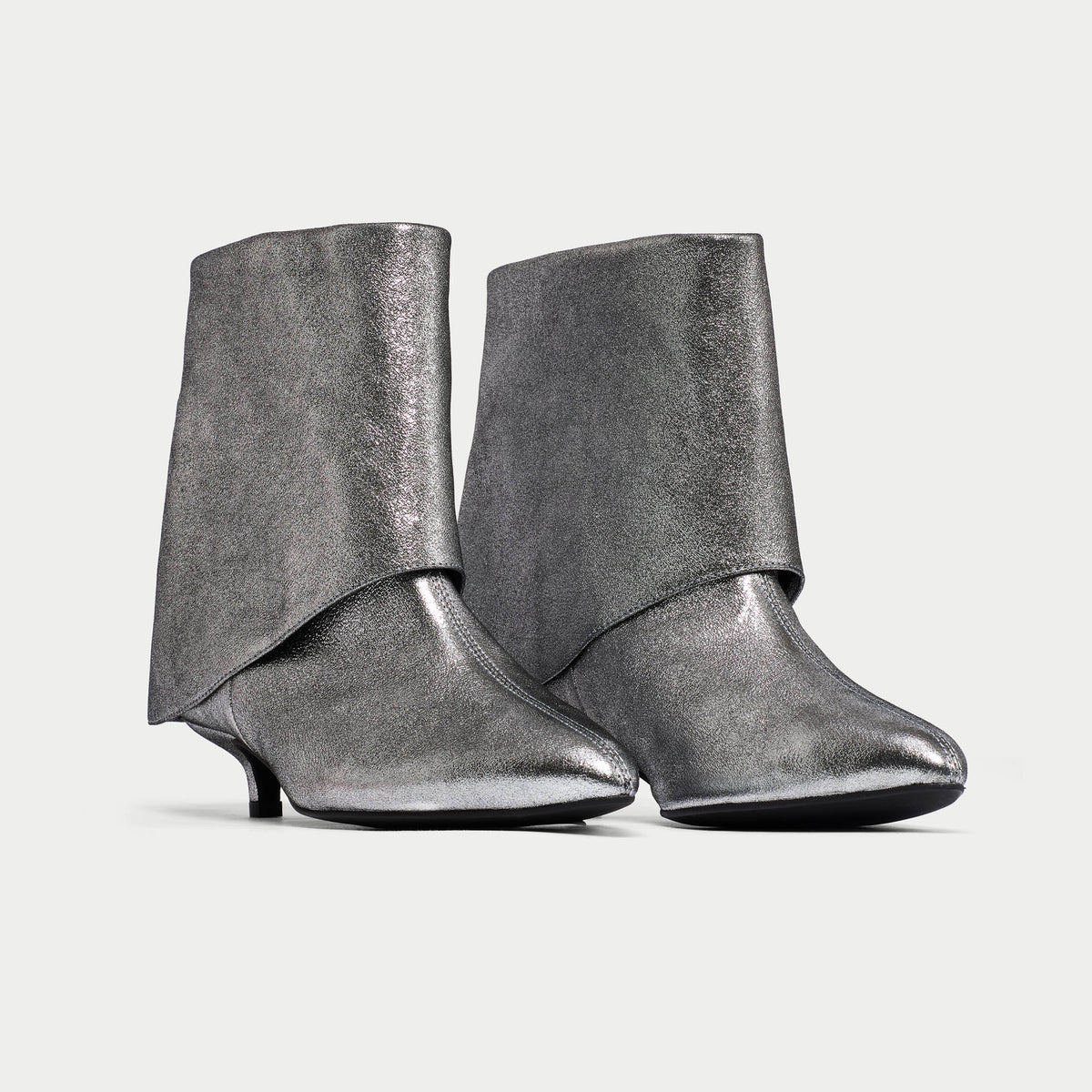 Mischa - Metallic Silver Leather Boots