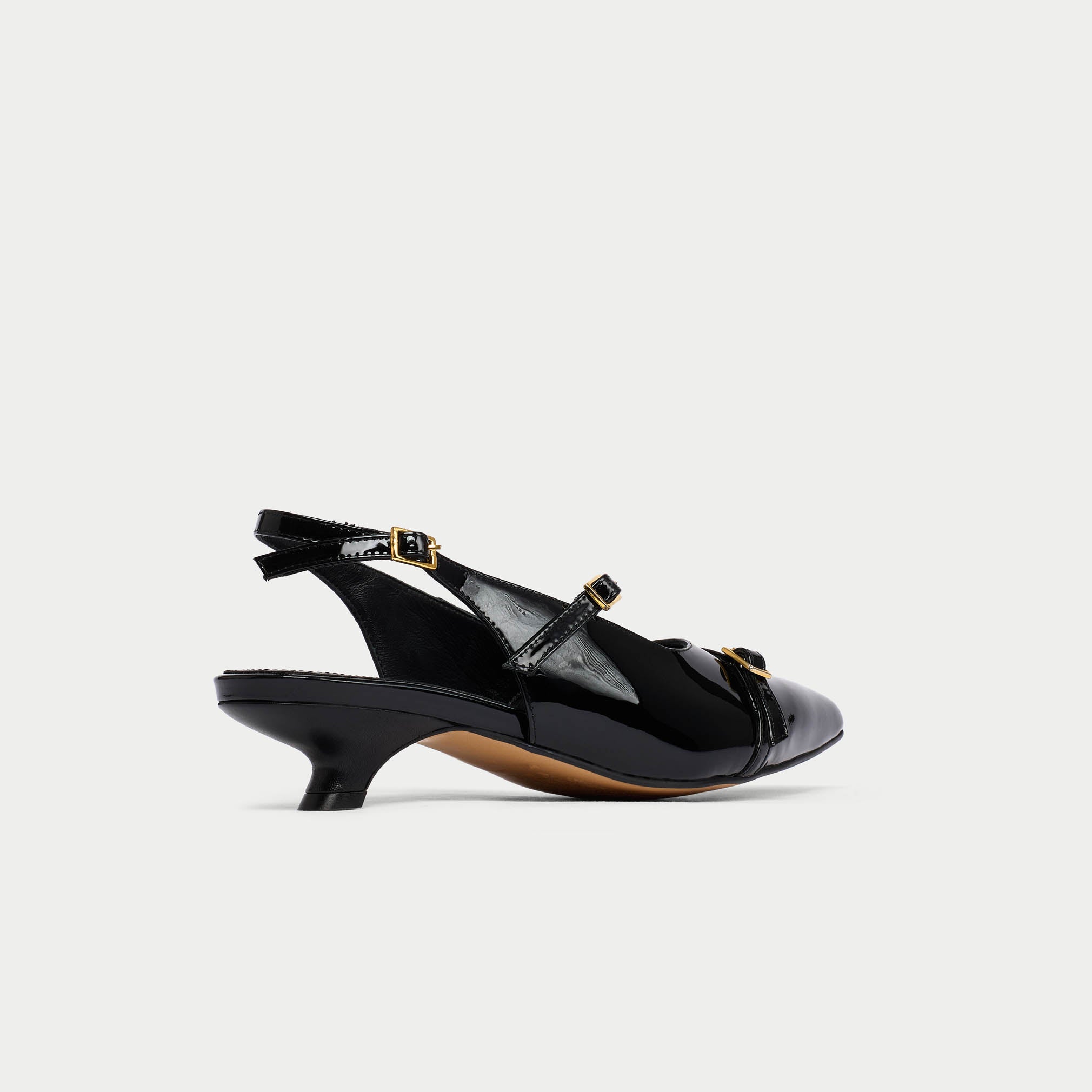 Paloma - Black Patent Leather Kitten Heels