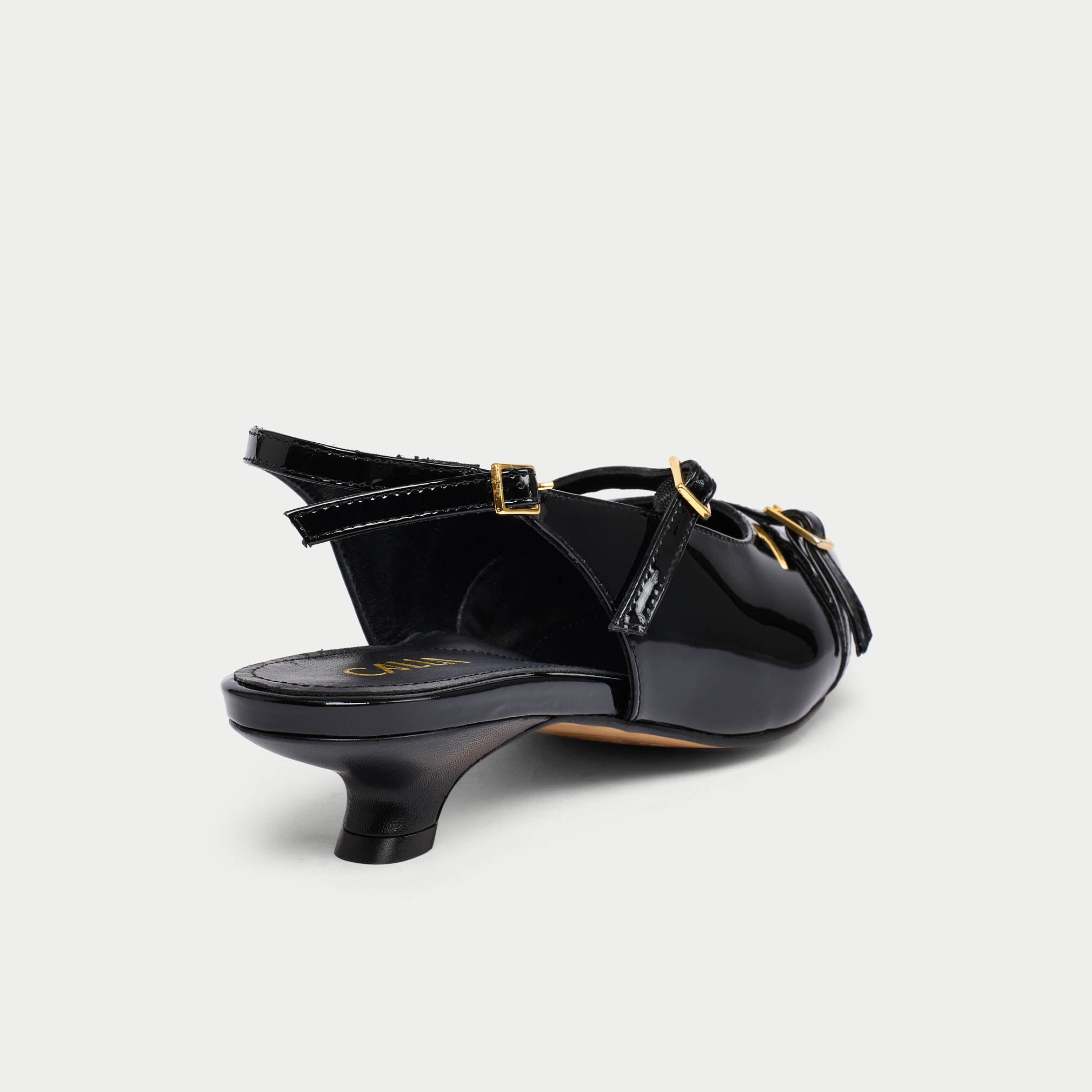 Paloma - Black Patent Leather Kitten Heels