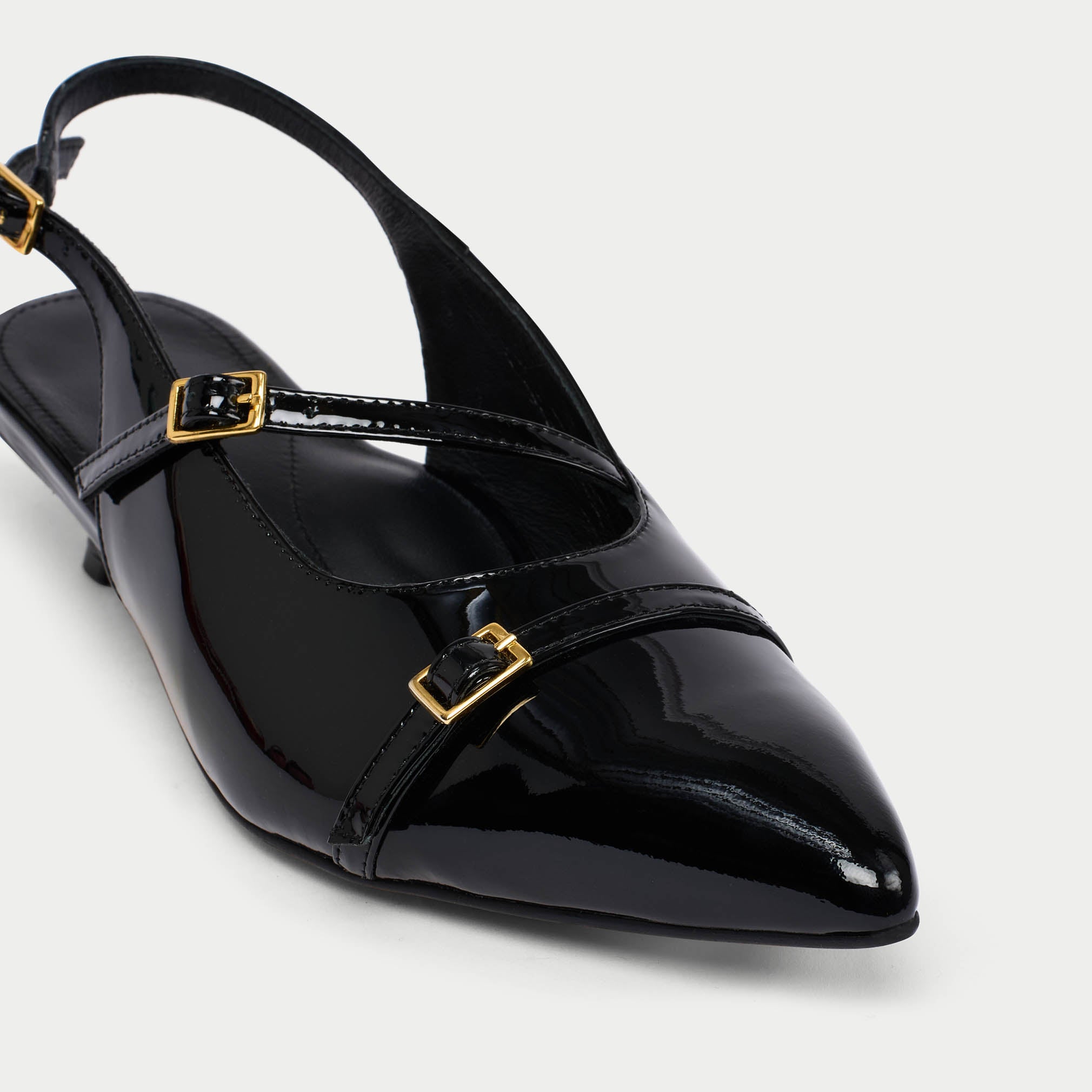 Paloma - Black Patent Leather Kitten Heels