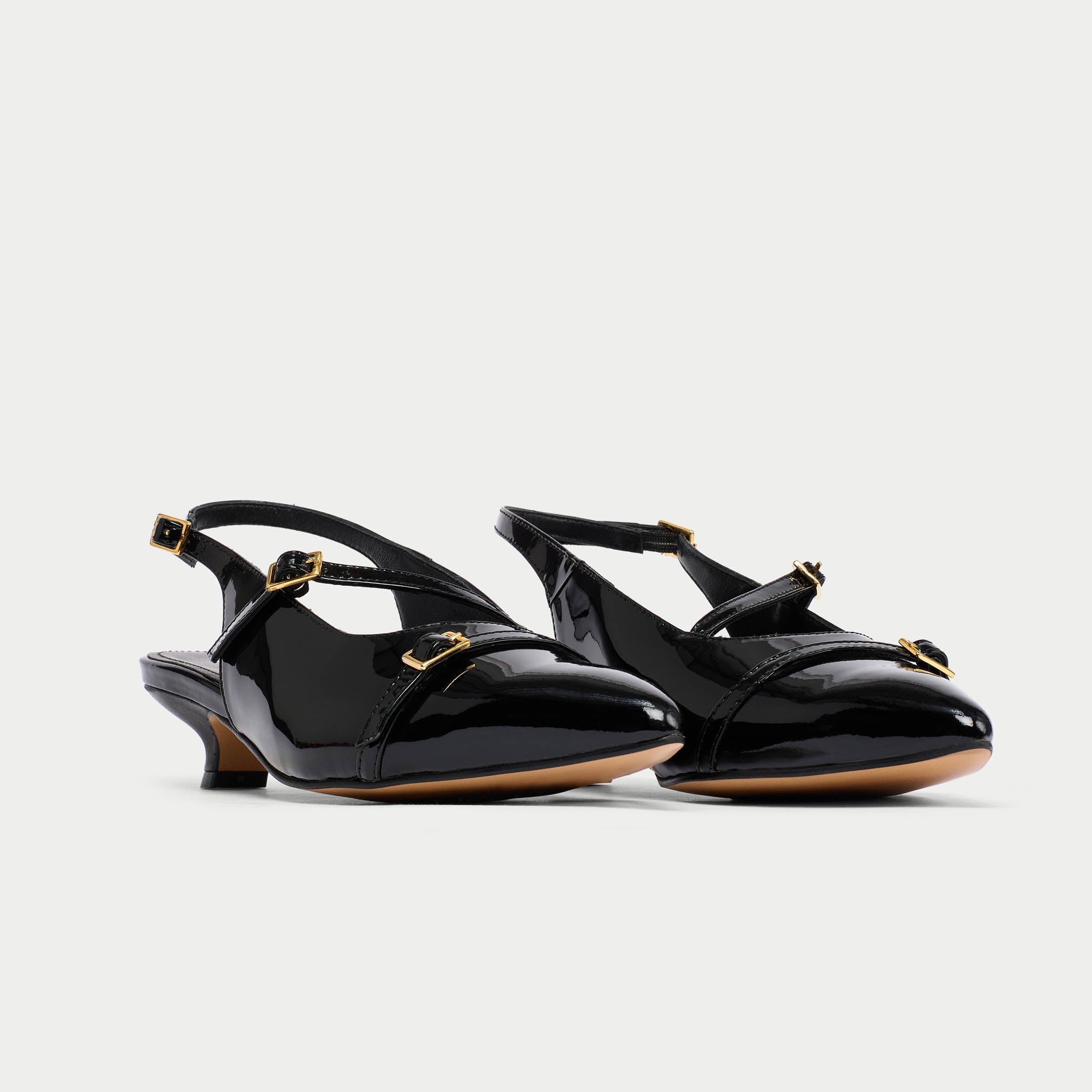 Paloma - Black Patent Leather Kitten Heels