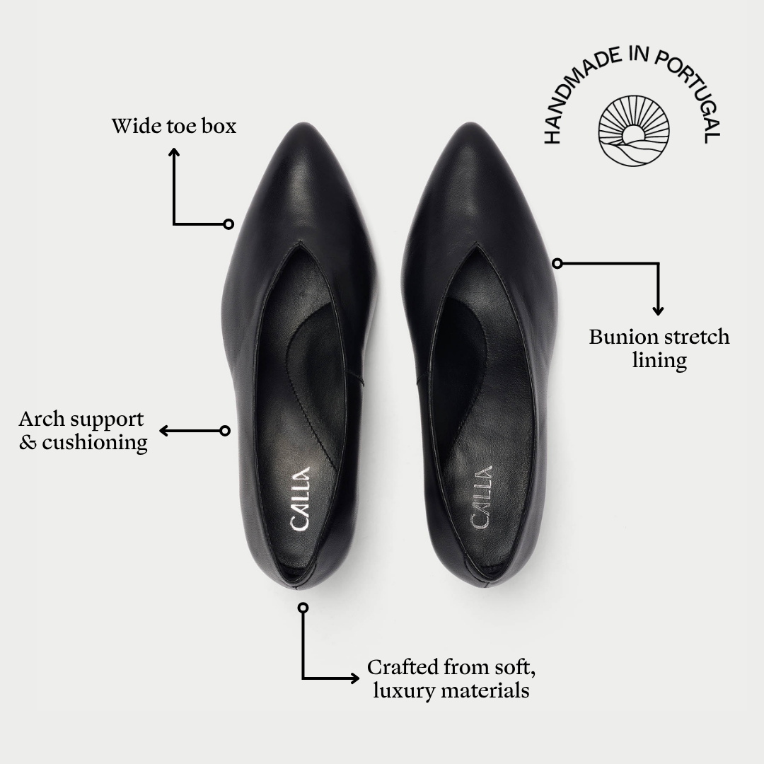 Courtney - Black Leather Courts