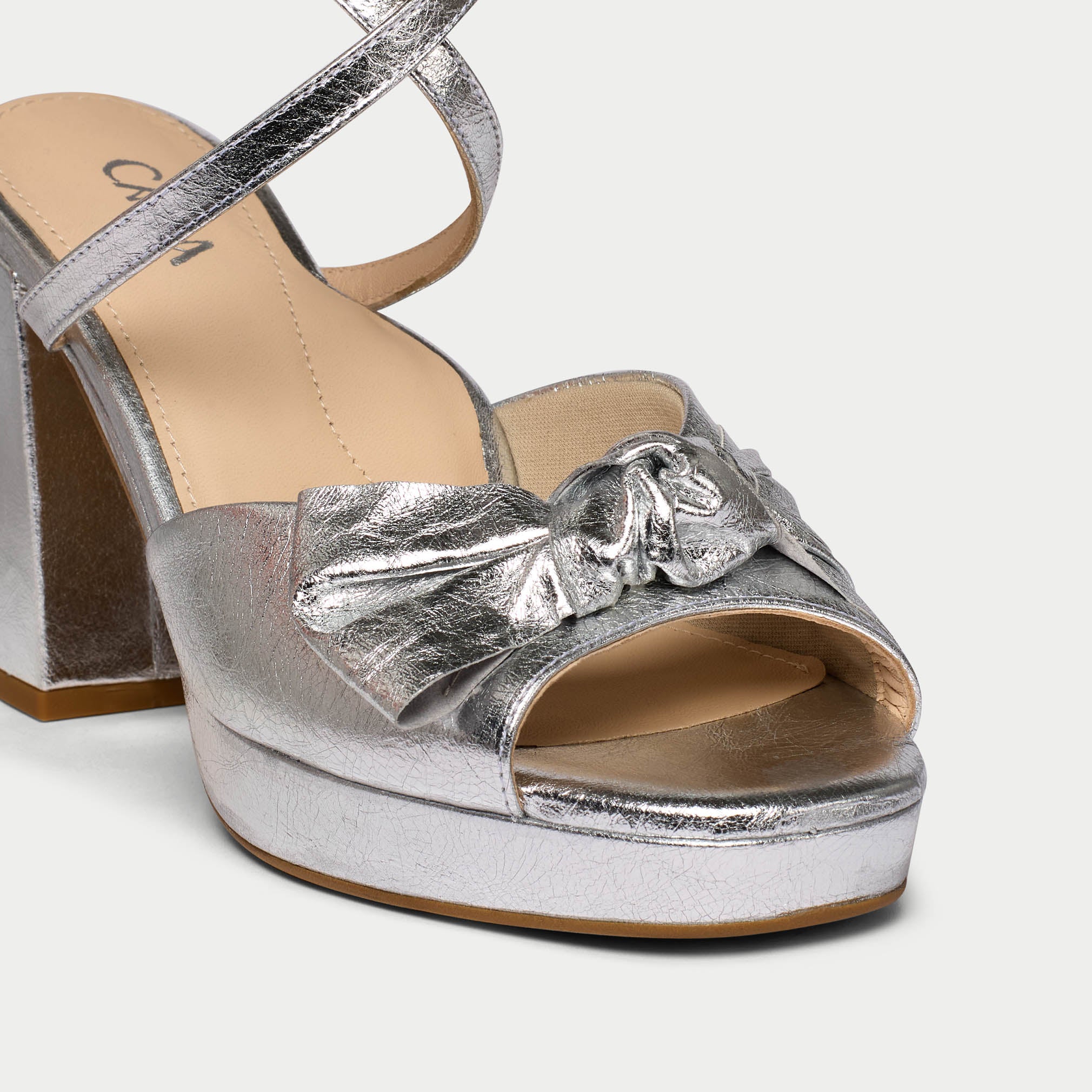 Daisy - Luxury Silver Metallic Block Heels