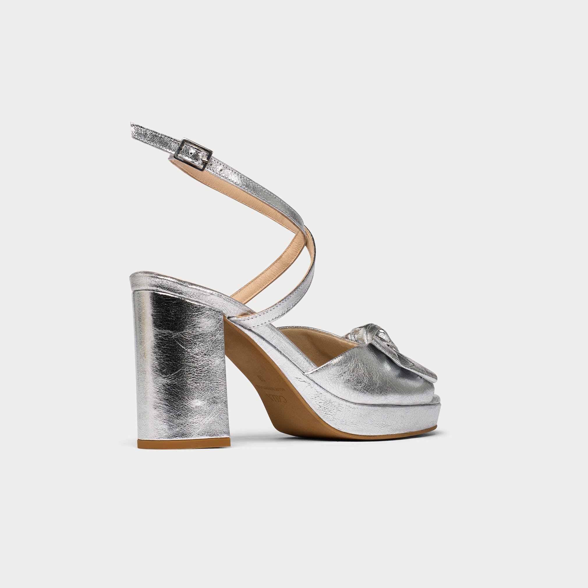 Daisy - Luxury Silver Metallic Block Heels
