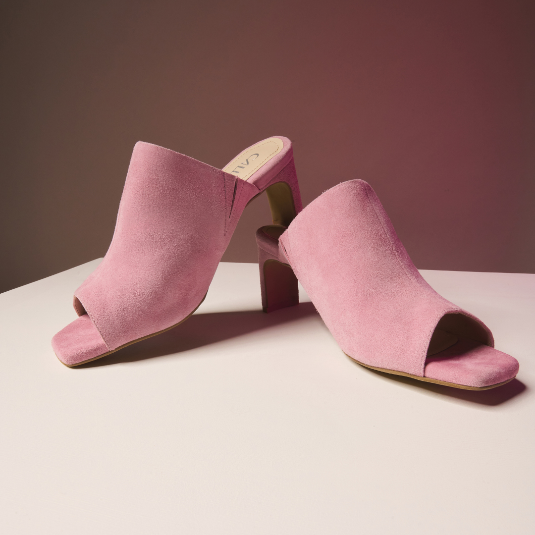 Debbie - Pink Suede Mules