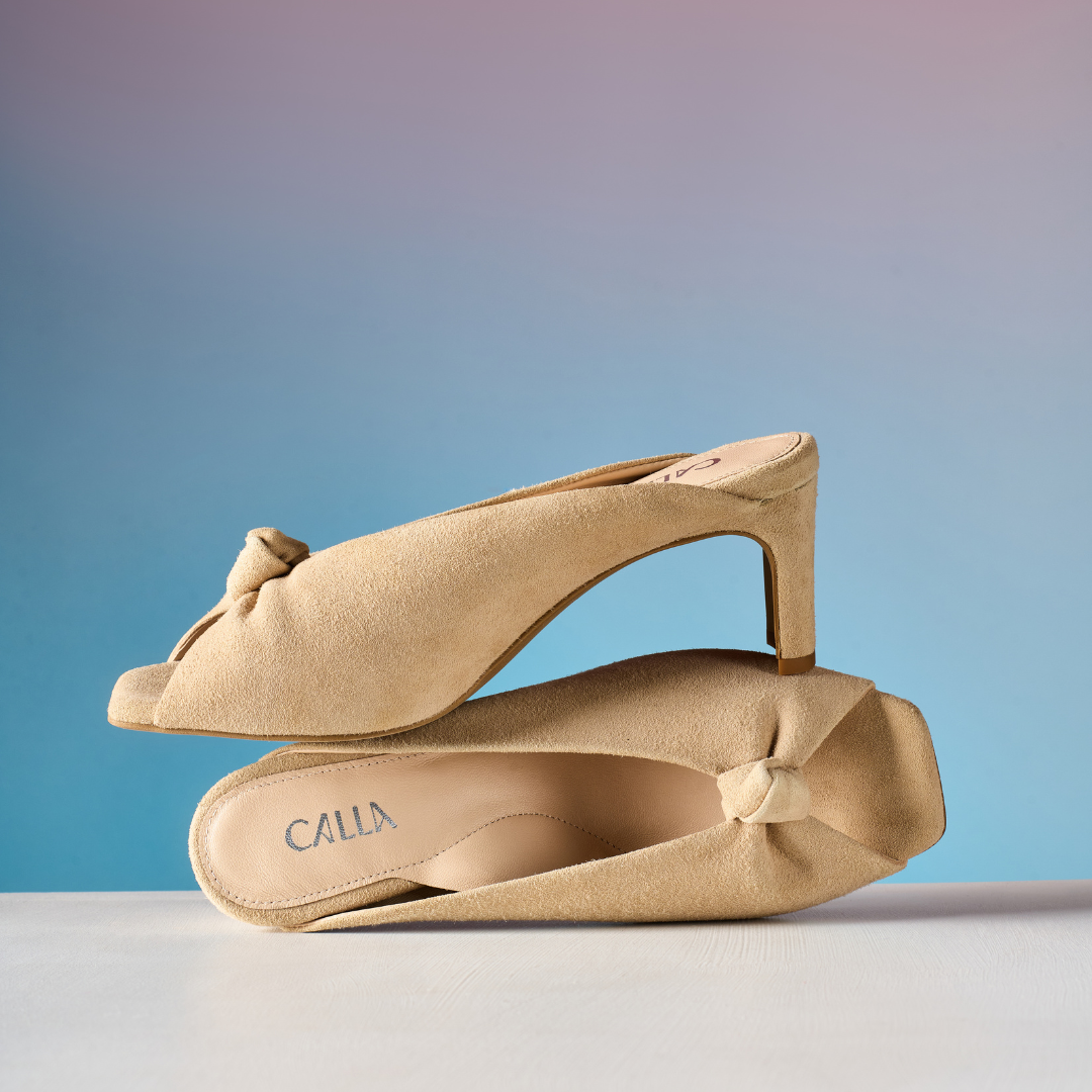 Greta - Taupe Suede Mules