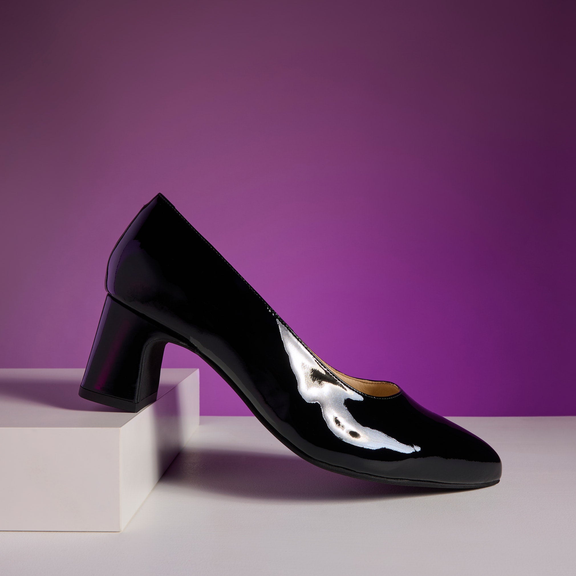 Hallie Black Patent Leather Courts - Main Image