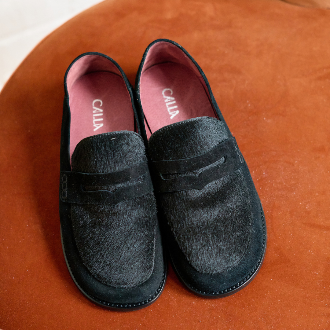 Josette - Black Pony Effect Loafers