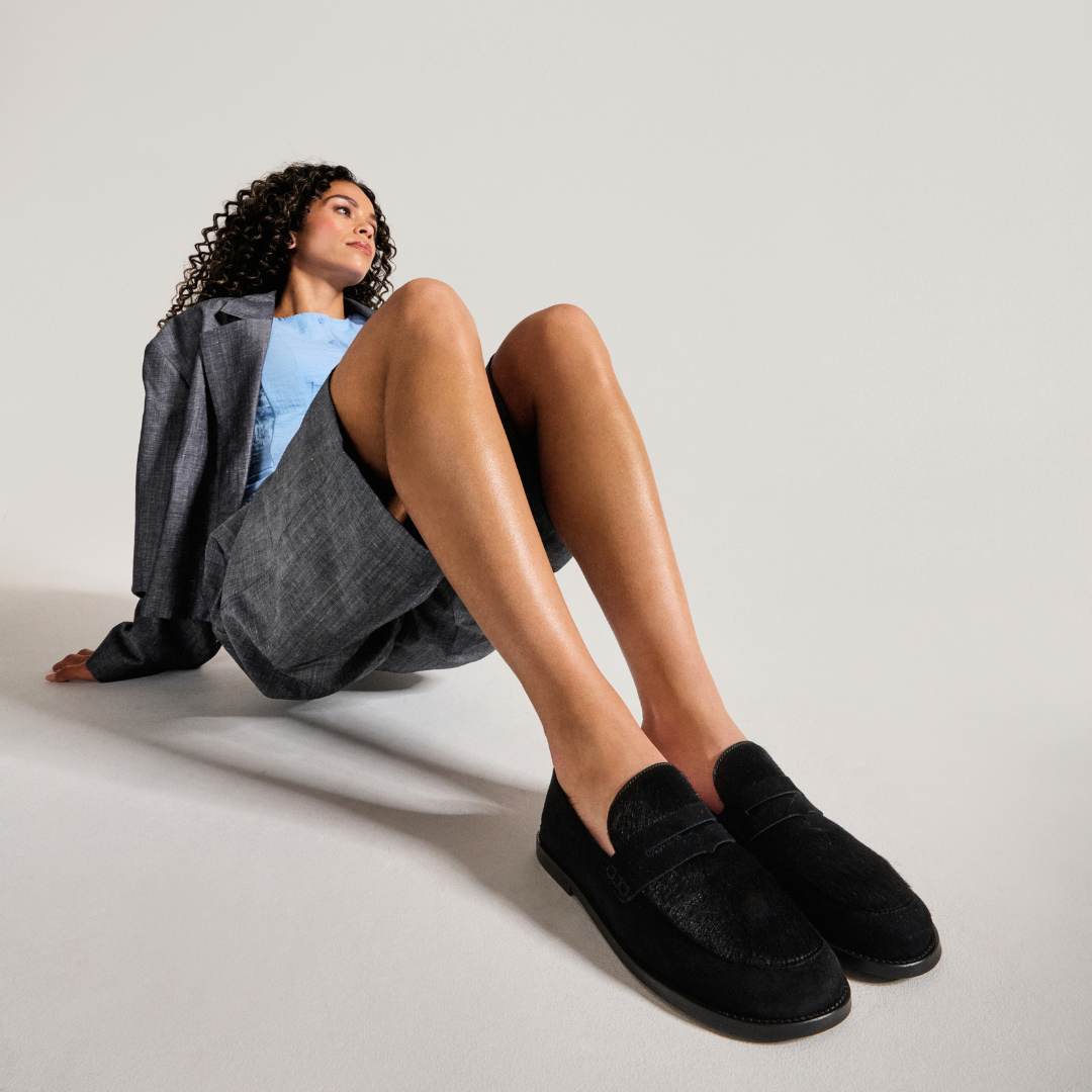 Josette - Black Pony Effect Loafers