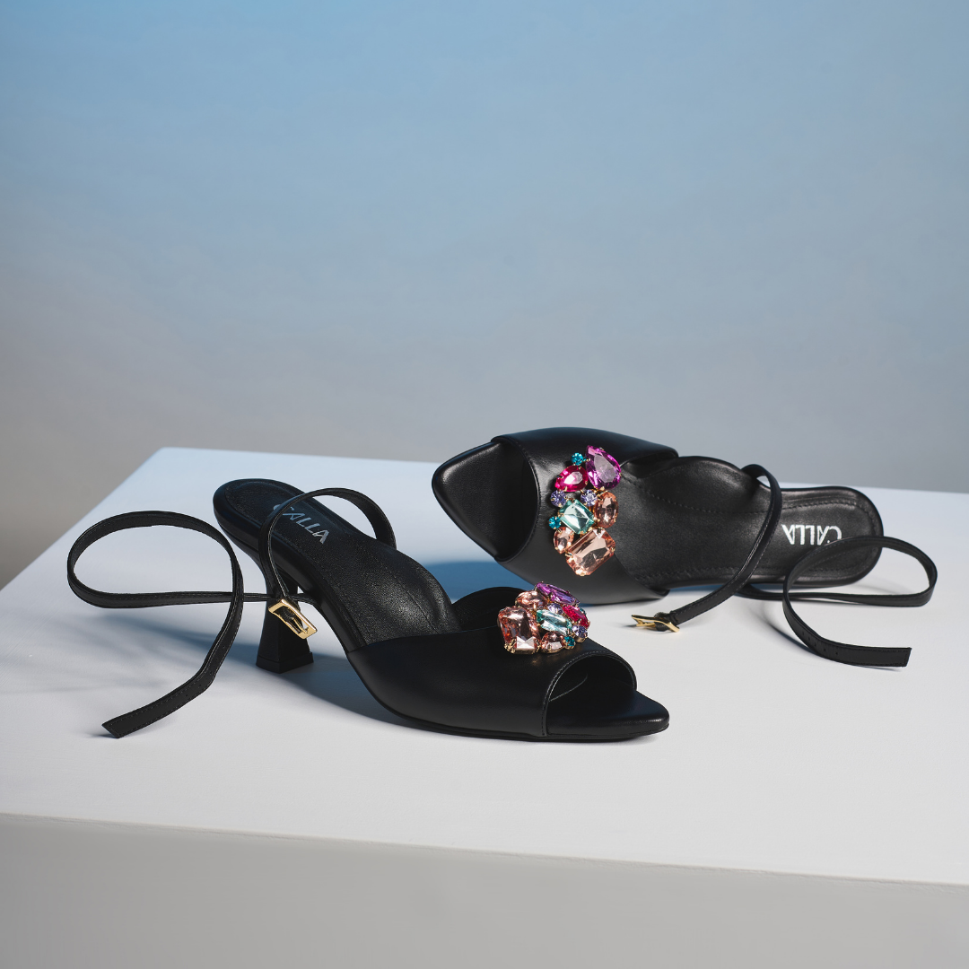 Kate - Black Leather Heels