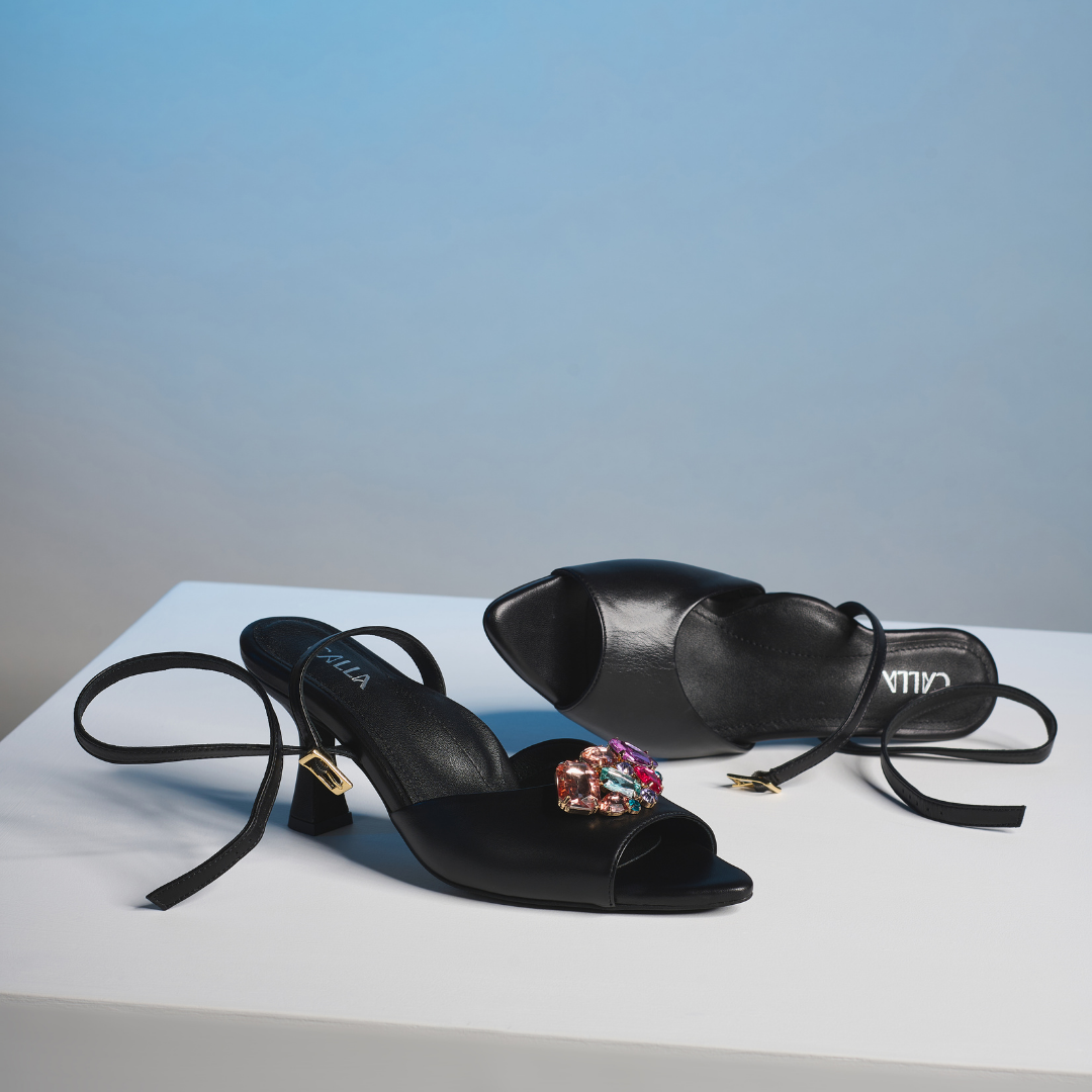 Kate - Black Leather Heels
