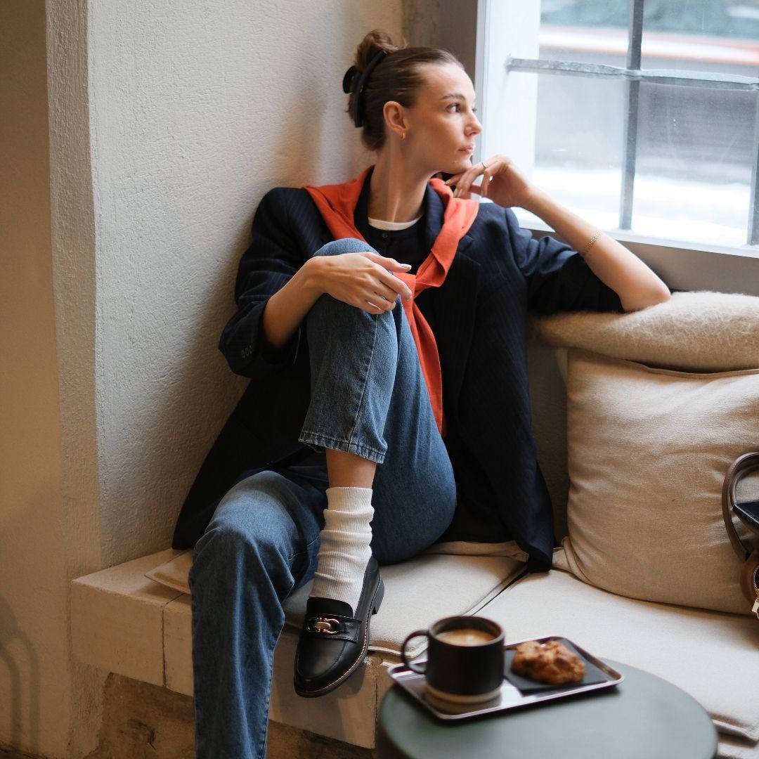 Meredith - Black Leather Loafers