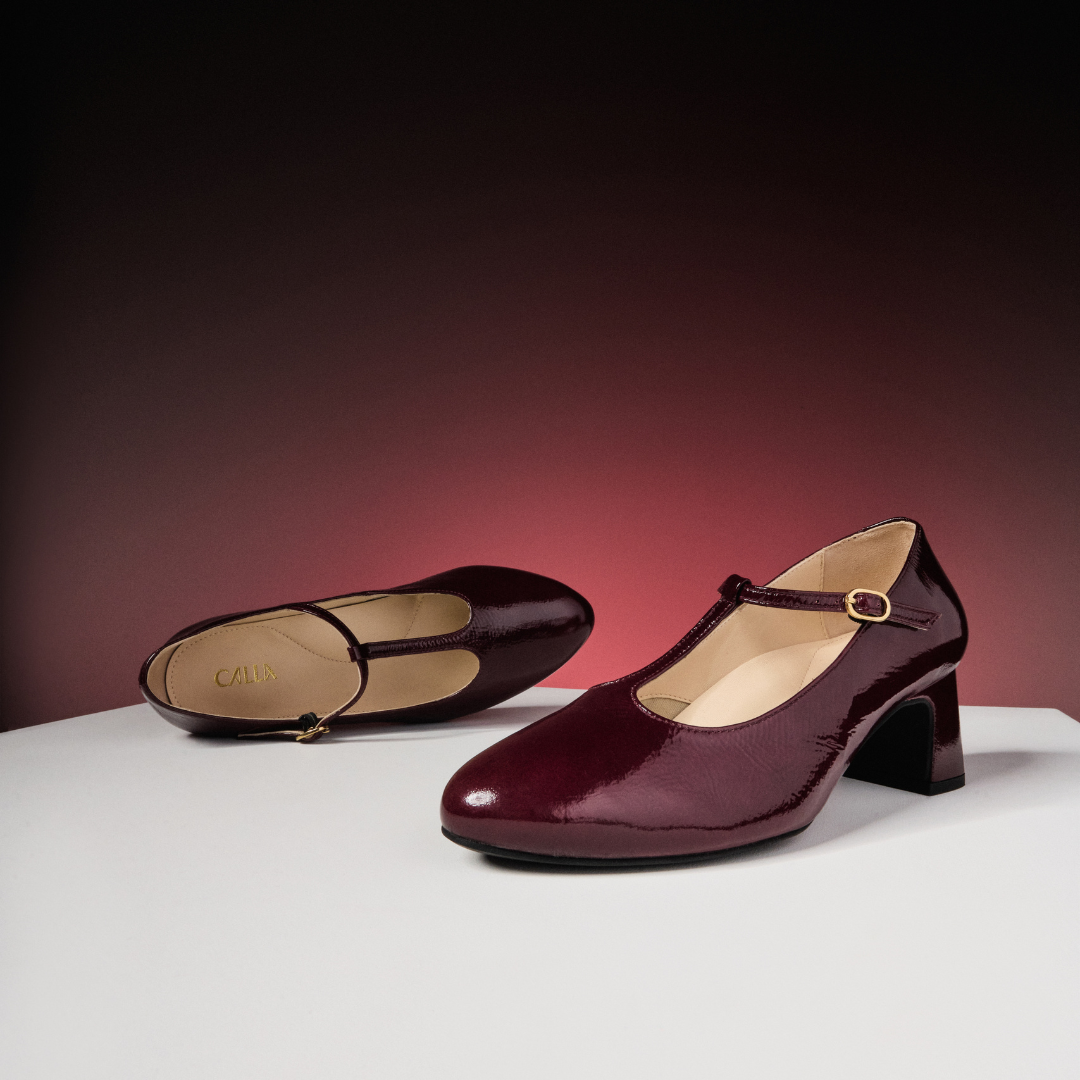 Lorette - Cherry Patent Leather Courts