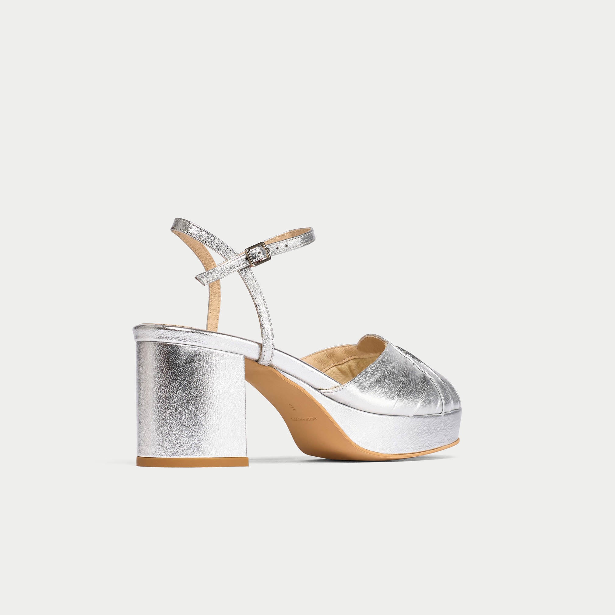 Lottie - Silver Metallic Block Heels