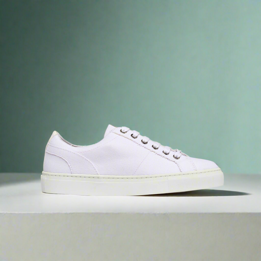 luna vegan white trainer side view