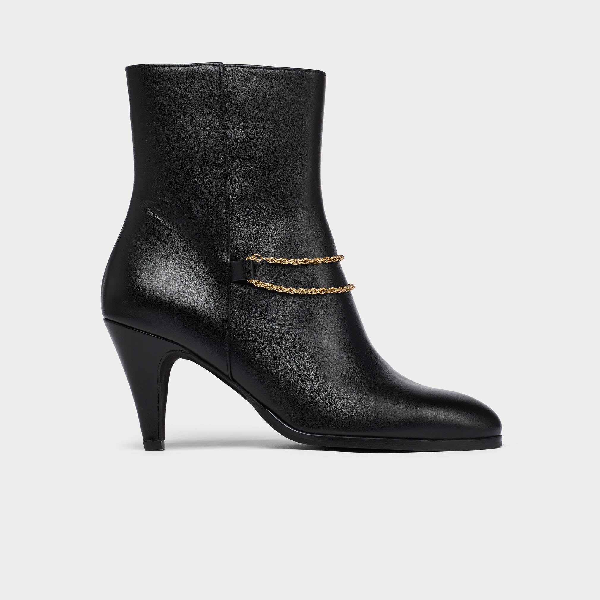 maya black ankle boot for bunions and wide feet side view