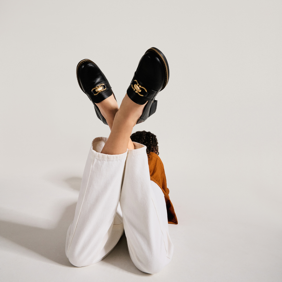 Meredith - Black Leather Loafers