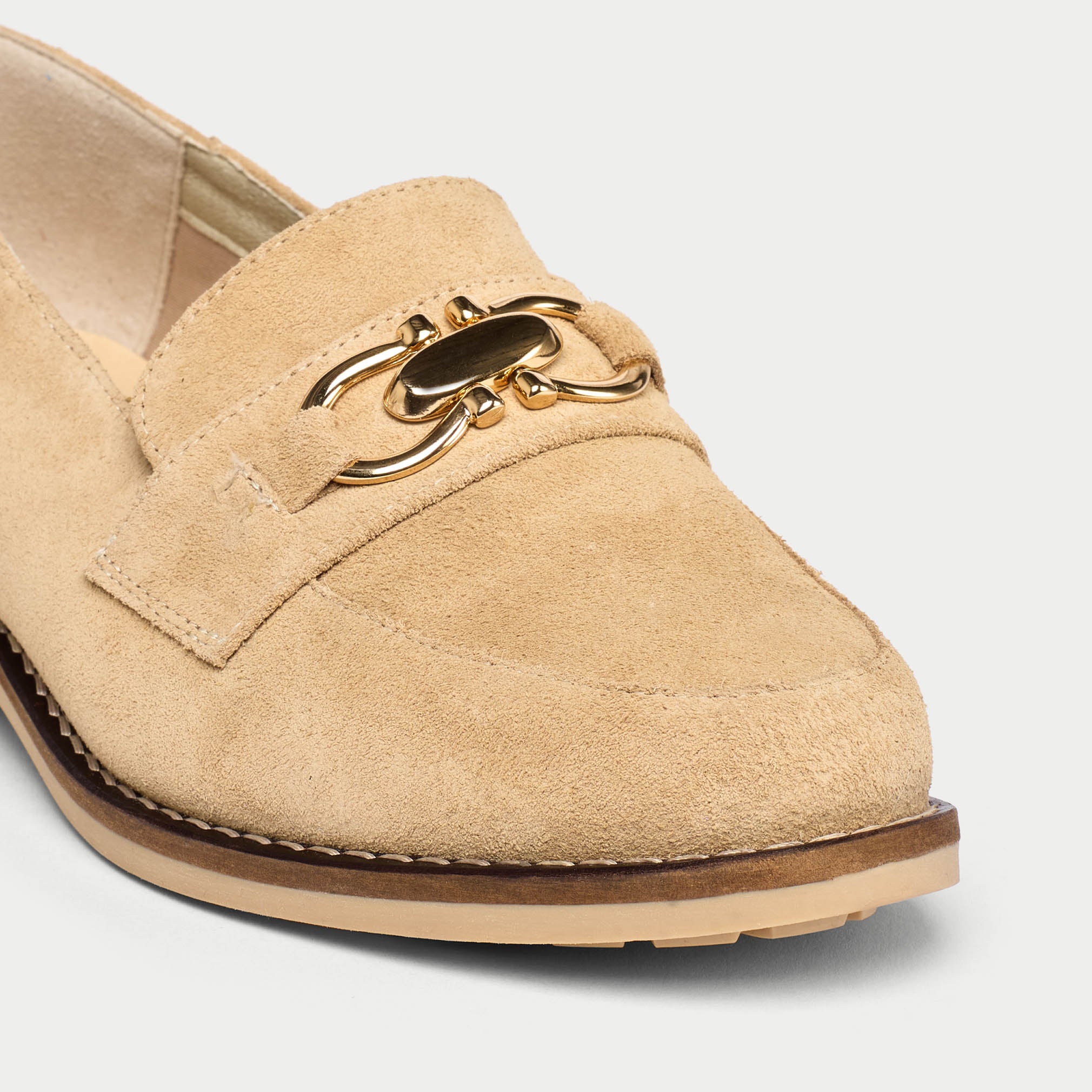 Meredith - Camel Suede Loafers