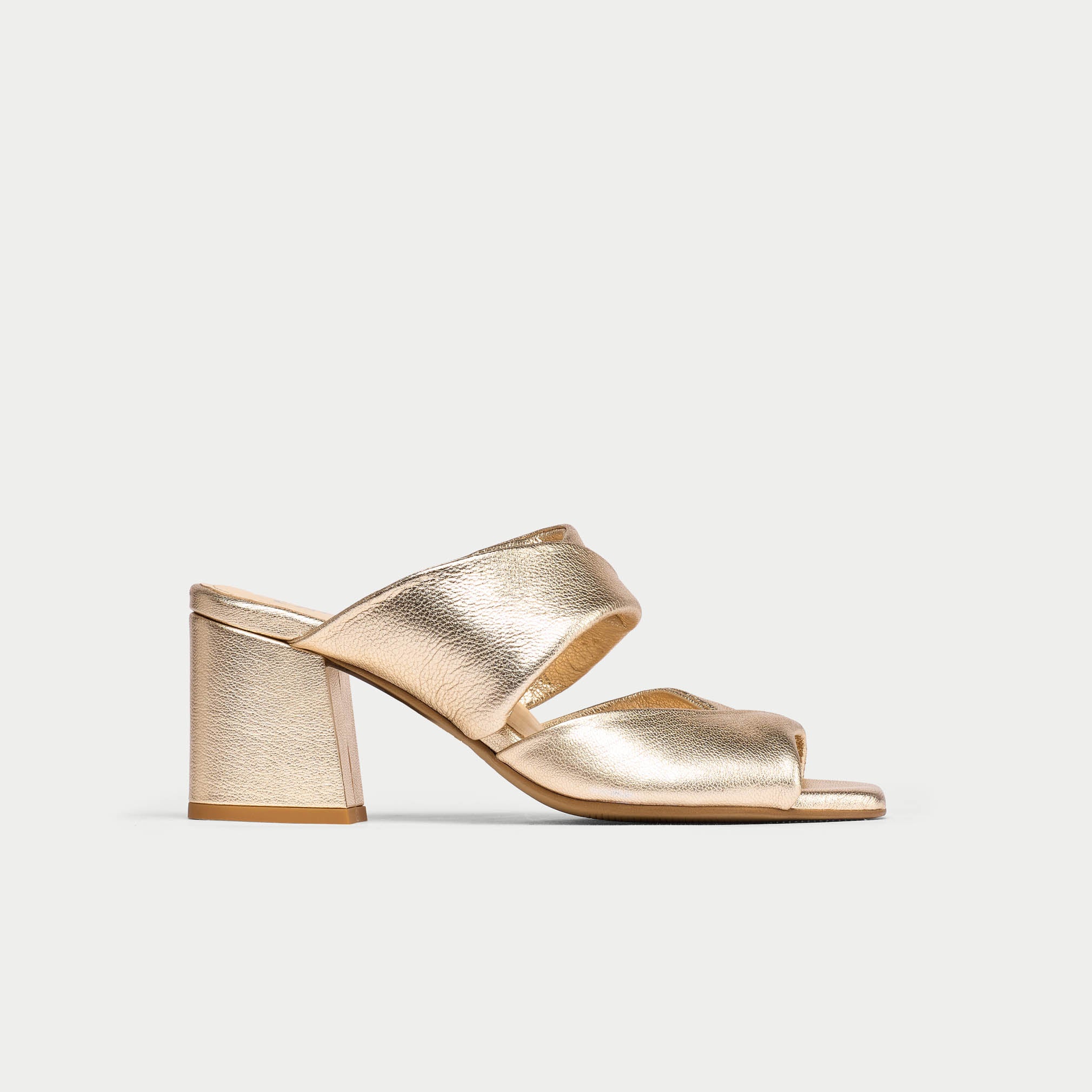 Mia - Champagne Leather Mules