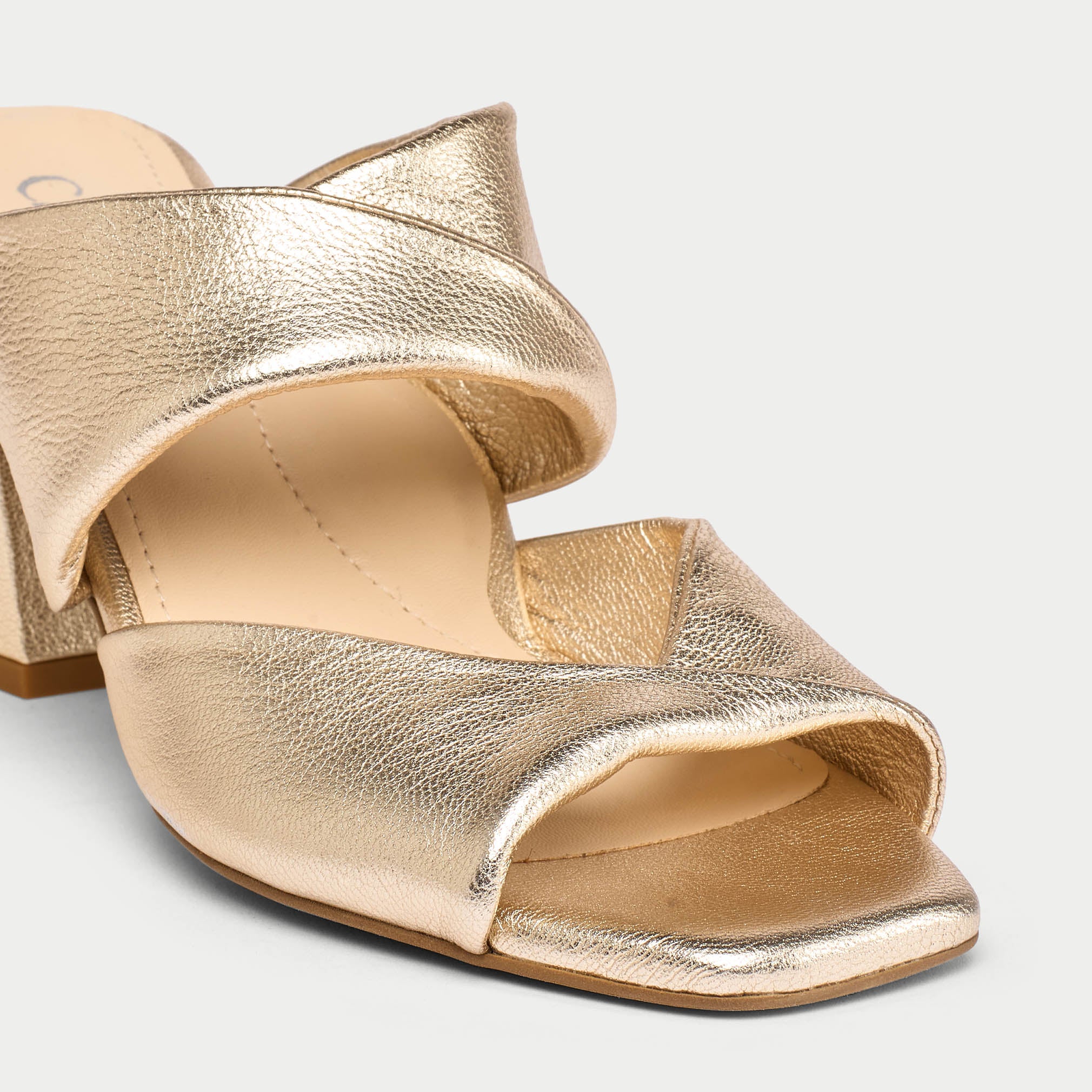 Mia - Champagne Leather Mules
