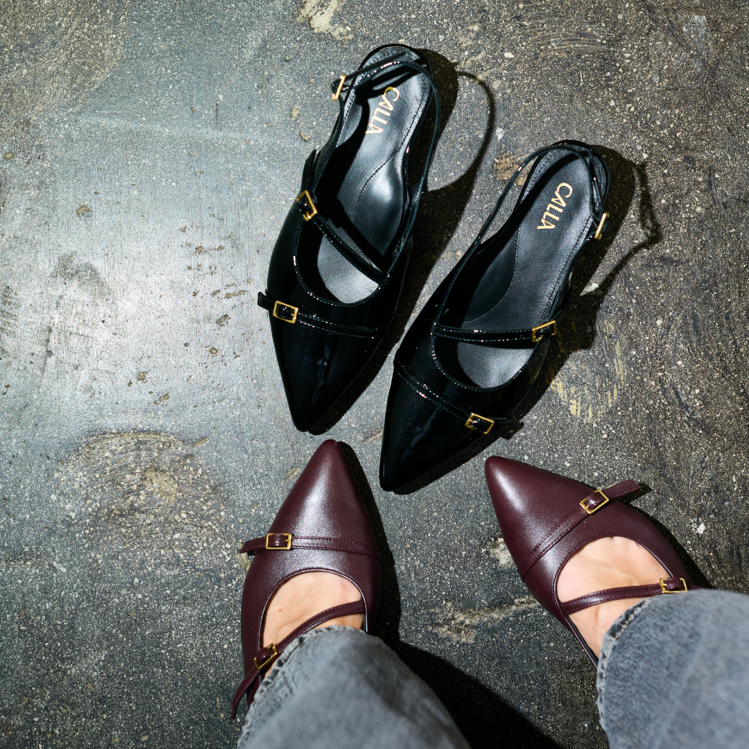Paloma - Black Patent Leather Kitten Heels