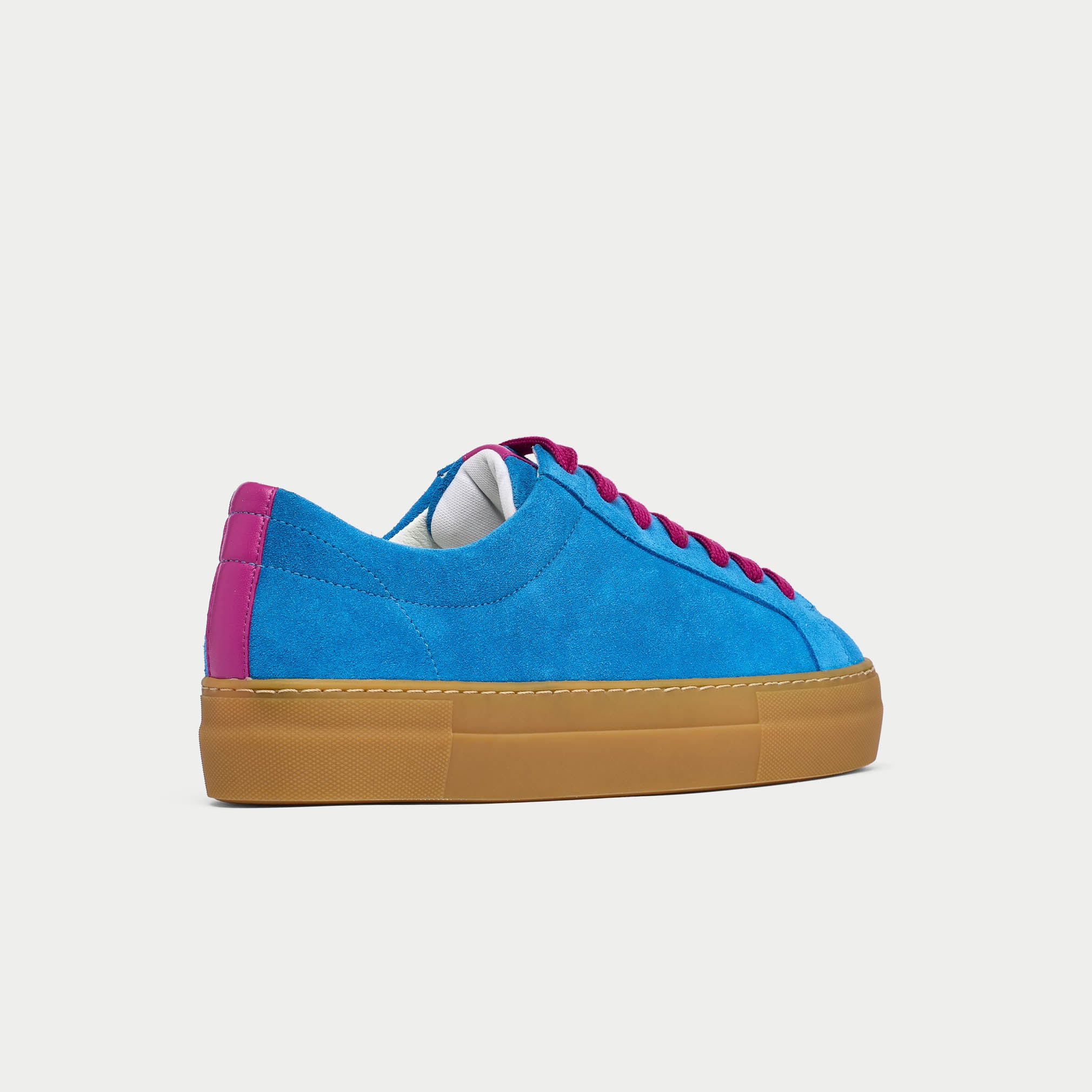 saturn blue suede trainers side/back view