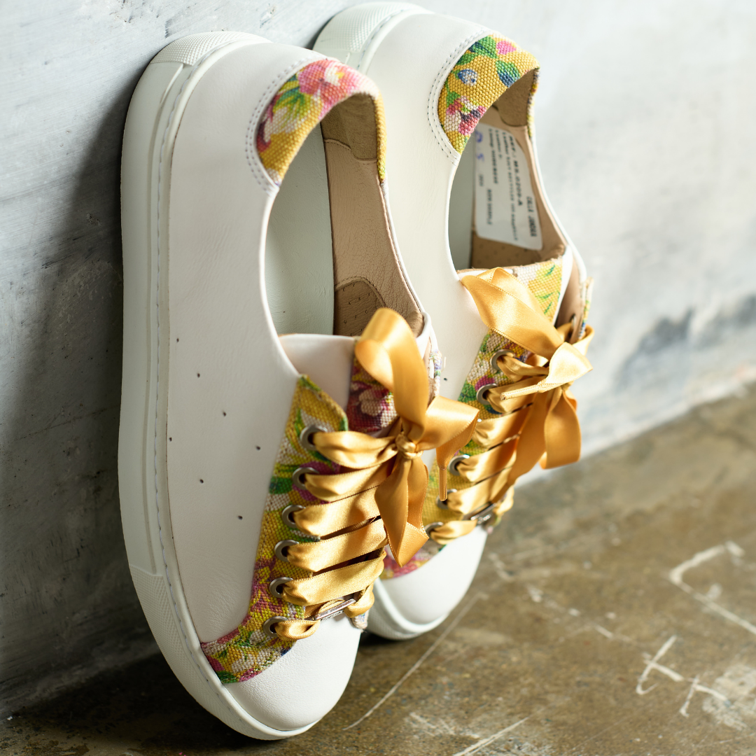 Star - Floral Yellow Wide Fit Trainers