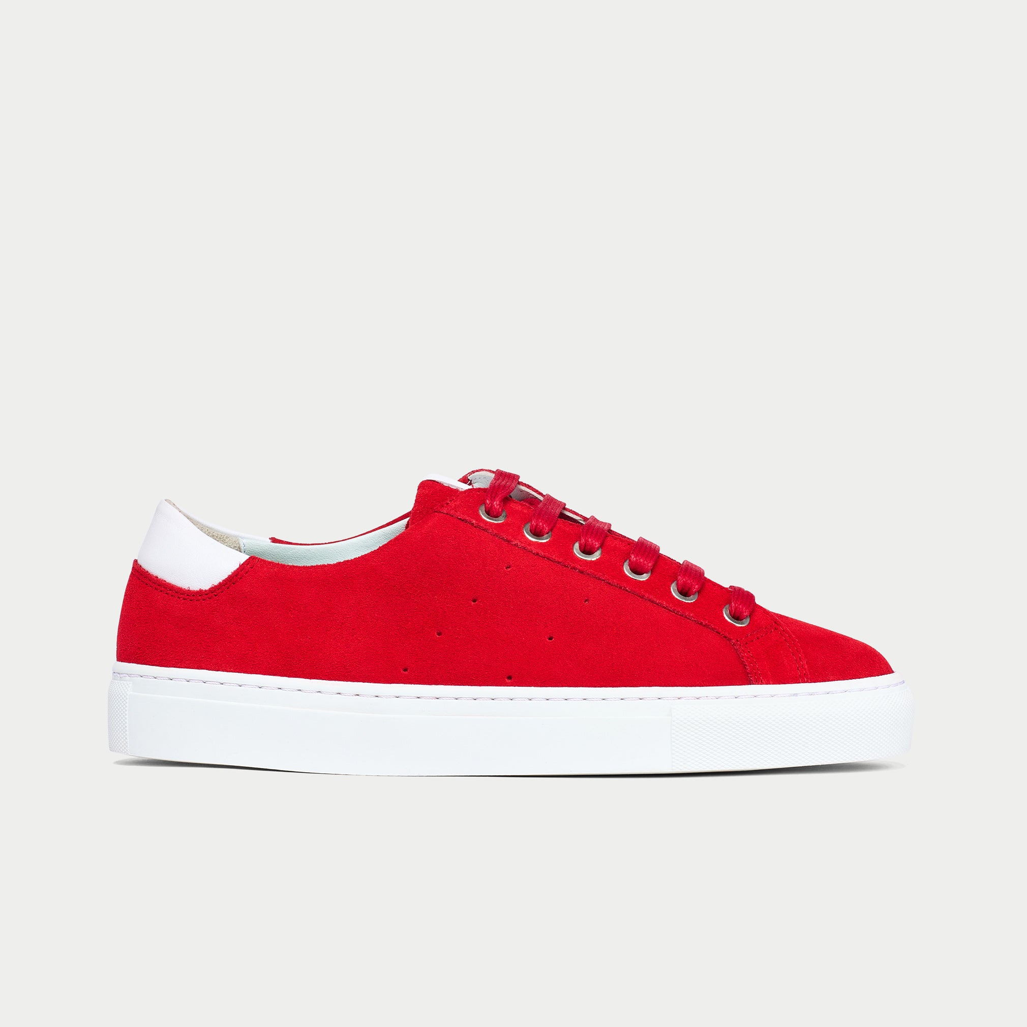 Calla Star Red suede wide fit flat trainer