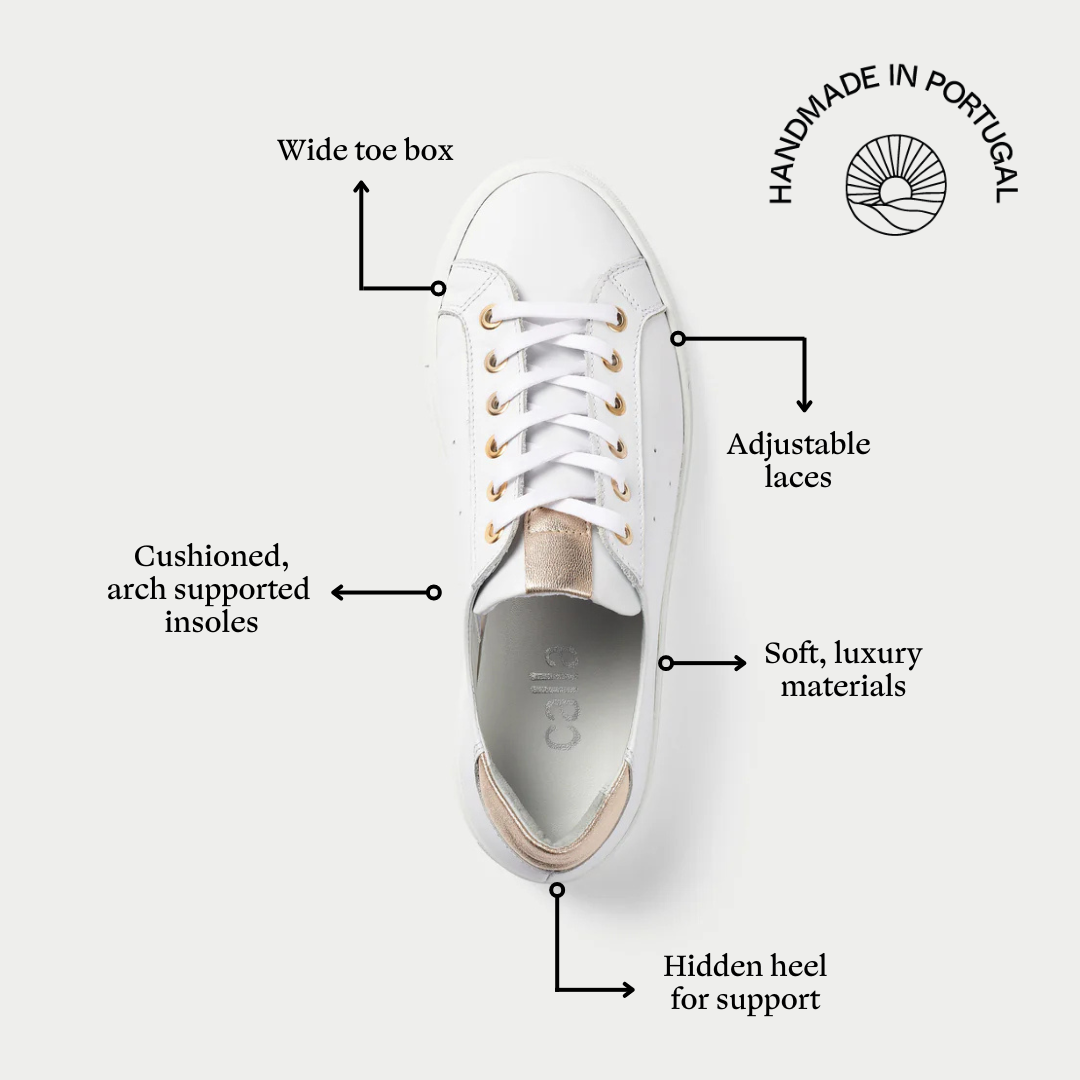 Star smooth champagne trainers features