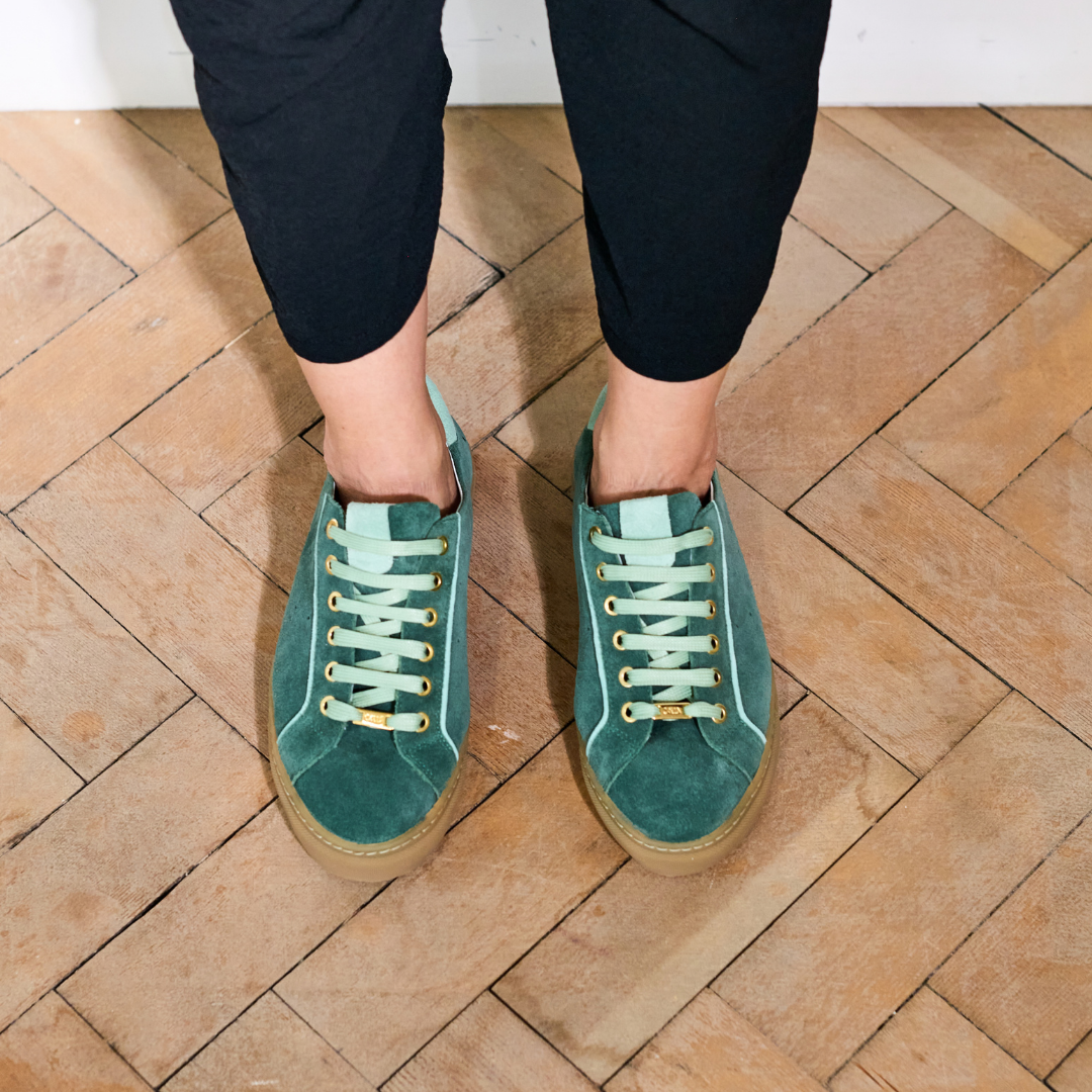 Star - Teal Suede Wide Fit Trainers