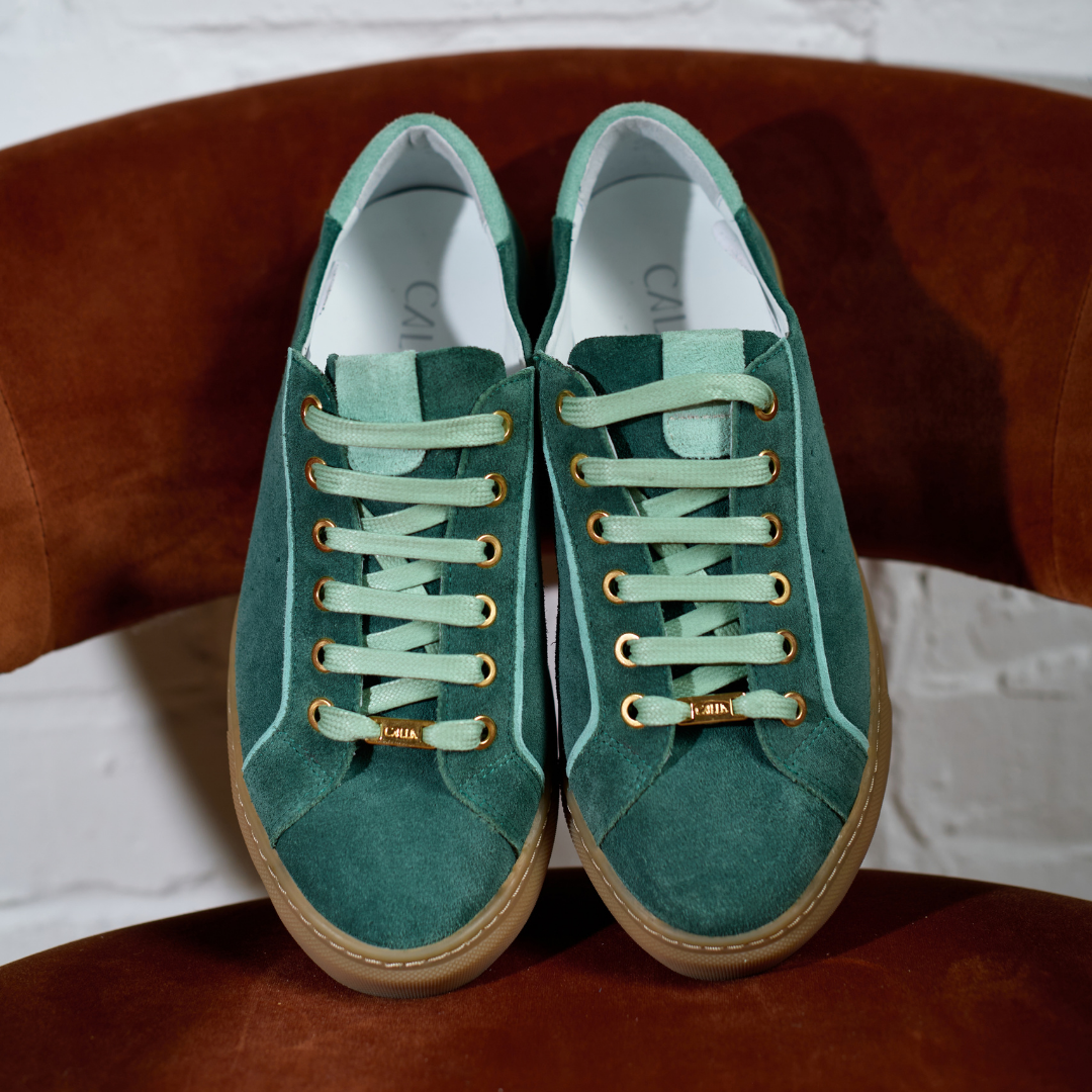 Star - Teal Suede Wide Fit Trainers