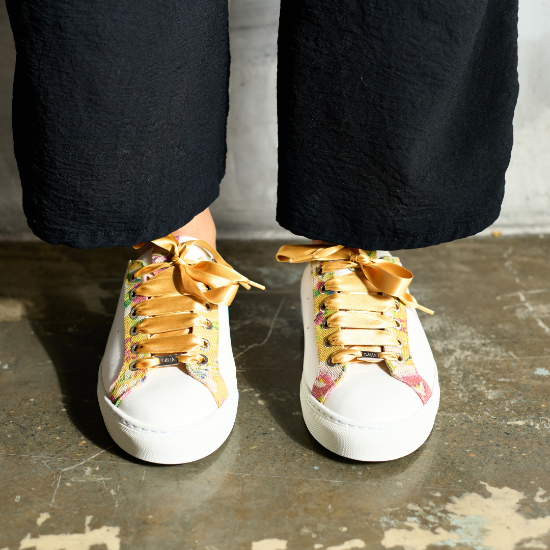 Star - Floral Yellow Wide Fit Trainers