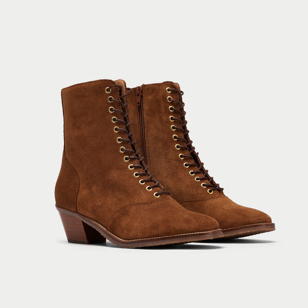 Tan lace store up boots