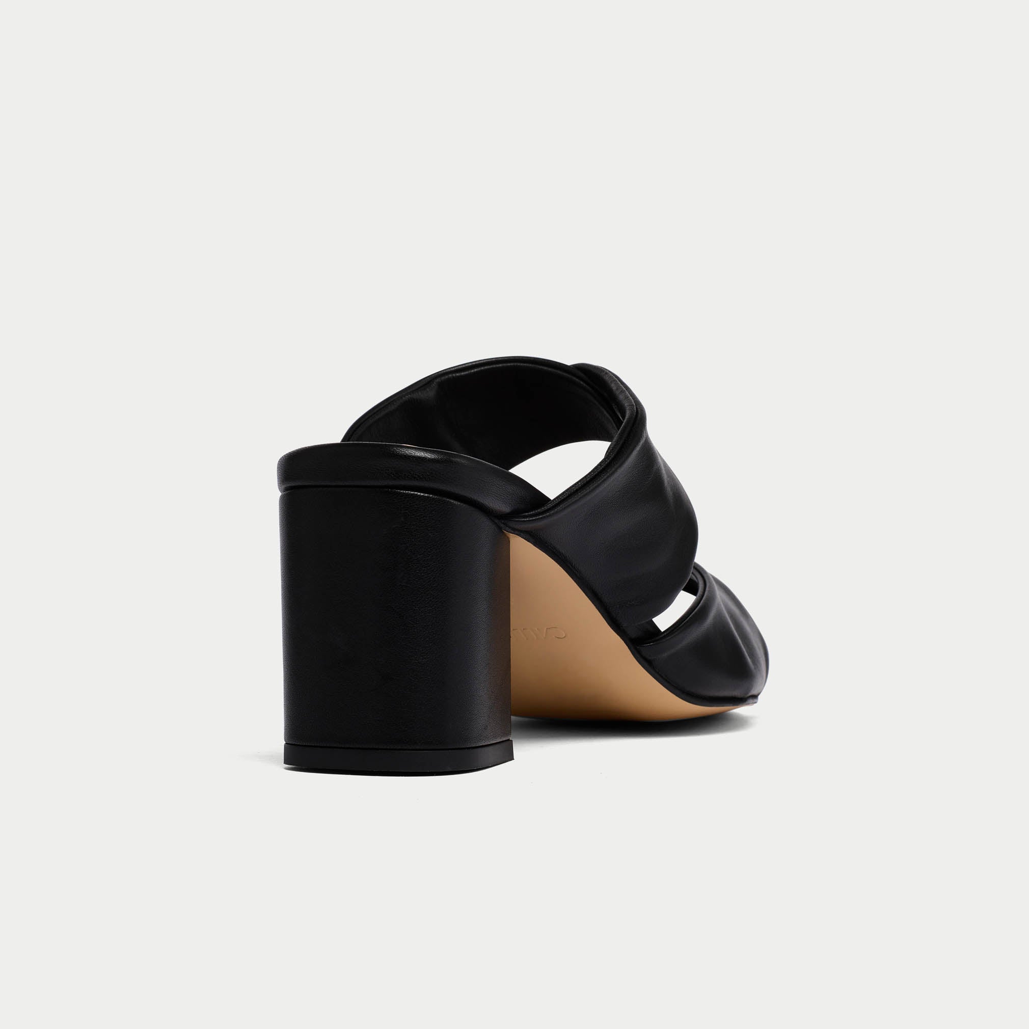 Mia - Black Leather Mules