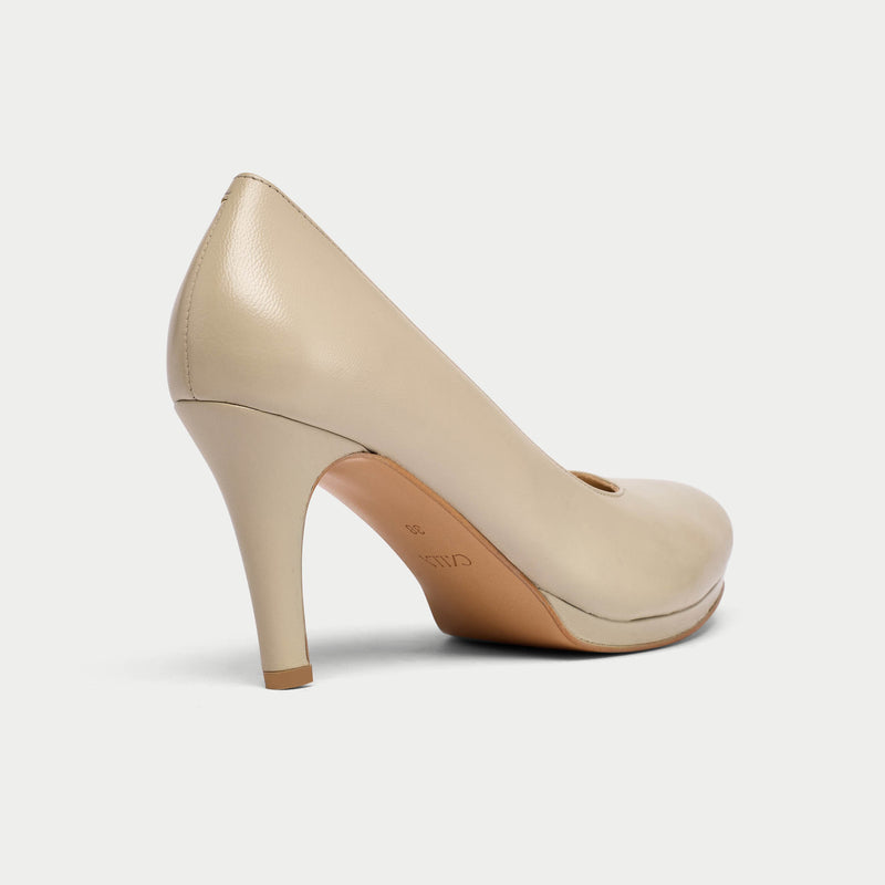 off neutral taupe leather heel for bunions and wide feet